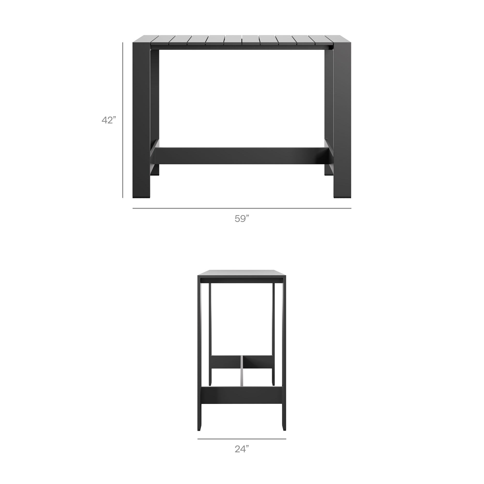 Tahoe 59 Inch Rectangle Outdoor Patio Aluminum Bar Table