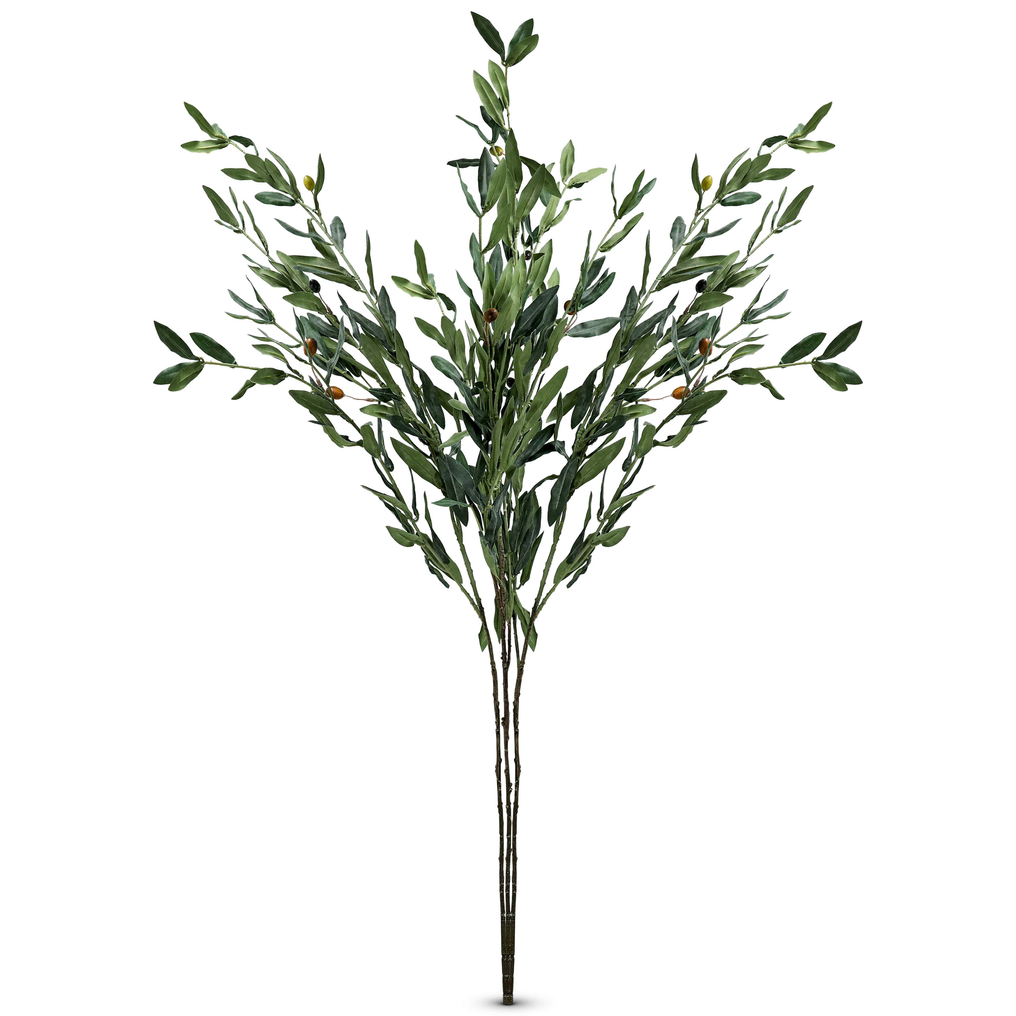 40.5" Faux Gray-green Olive Leaf Branch (Set of 3)