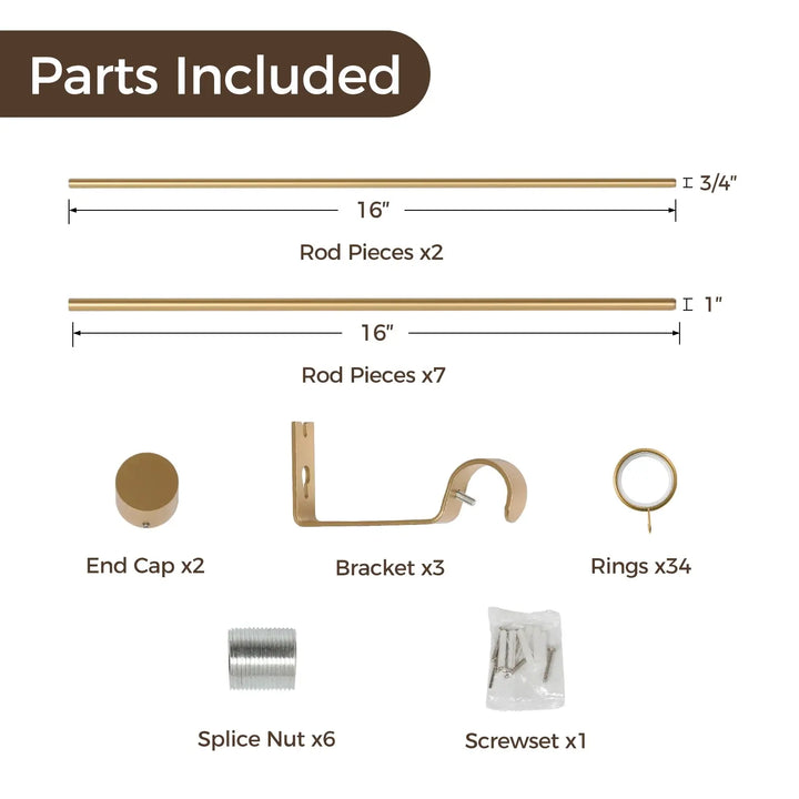 Adjustable Curtain Rod with Rings