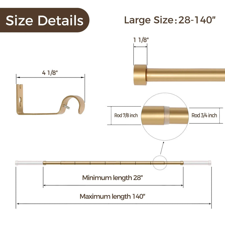 Adjustable Curtain Rod with Rings