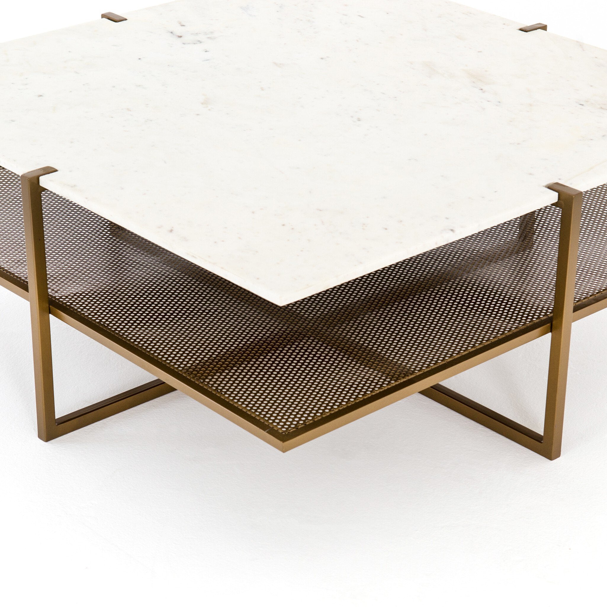 Olivia Square Coffee Table - Polished White Marble