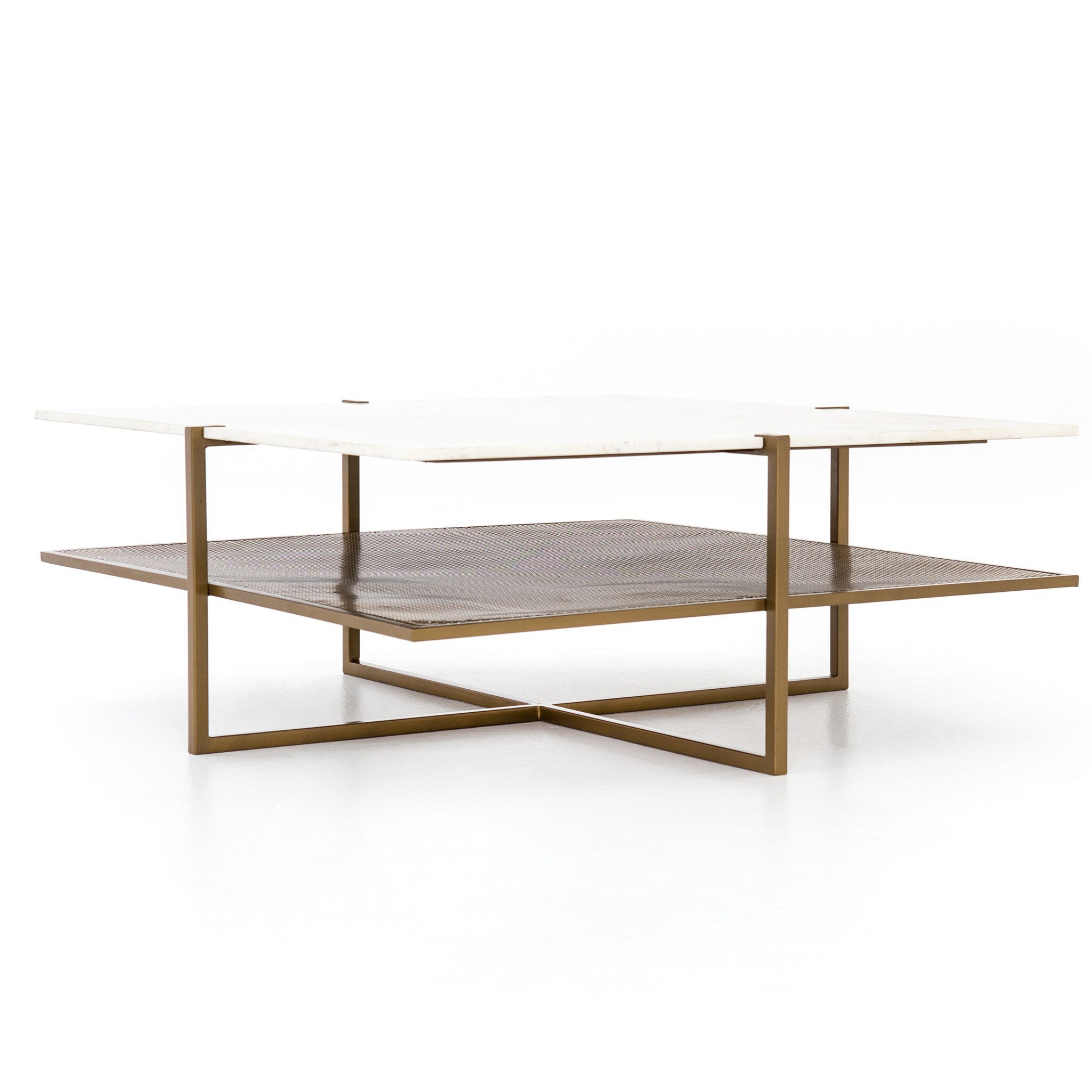 Olivia Square Coffee Table - Polished White Marble