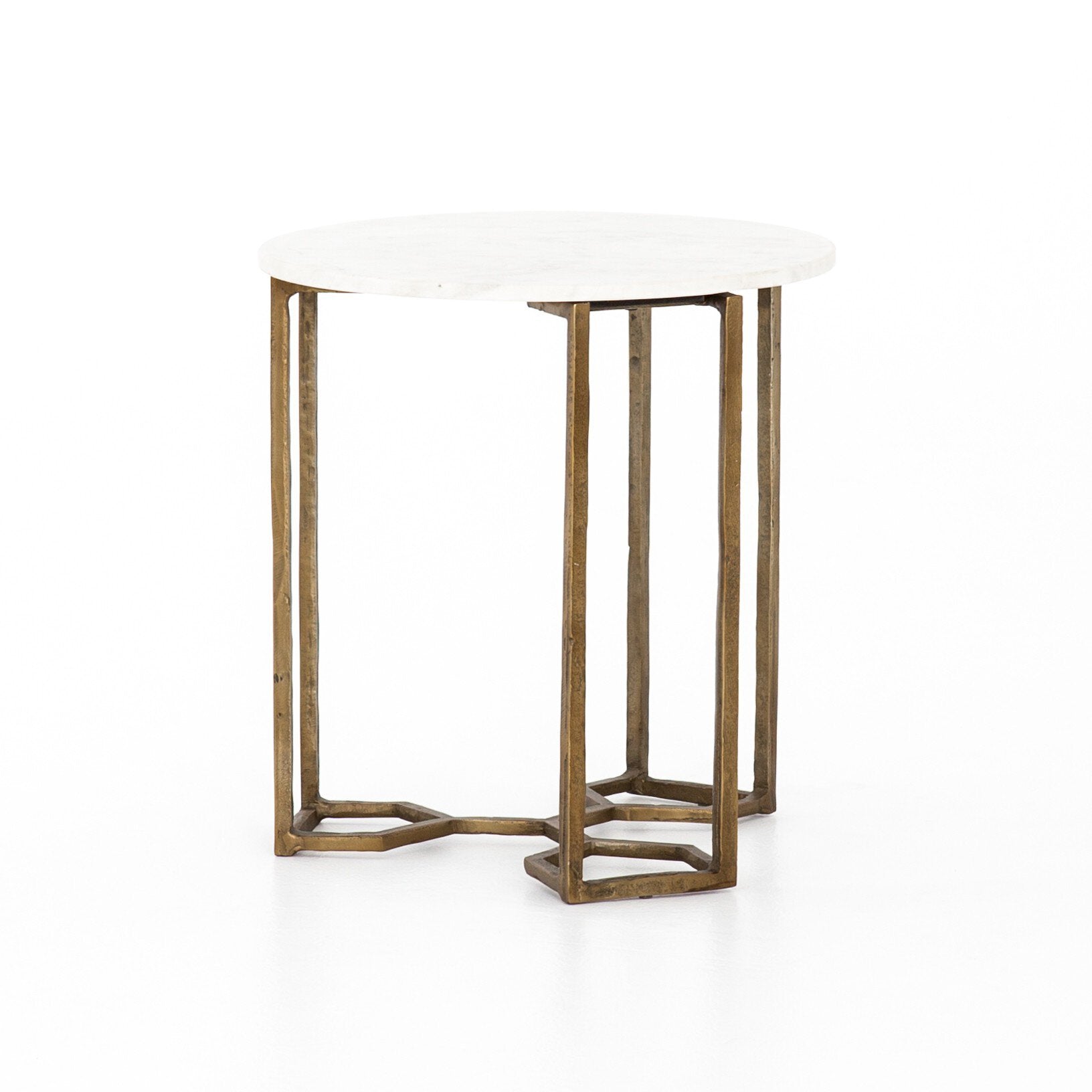 Naomi Marble End Table - Polished White Marble