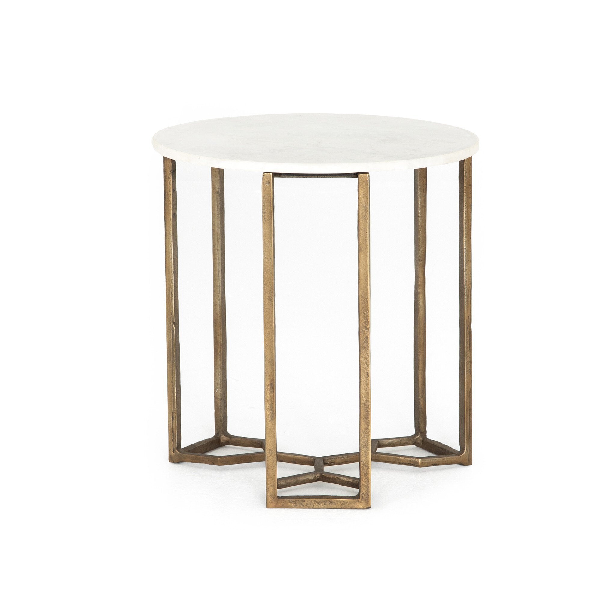 Naomi Marble End Table - Polished White Marble