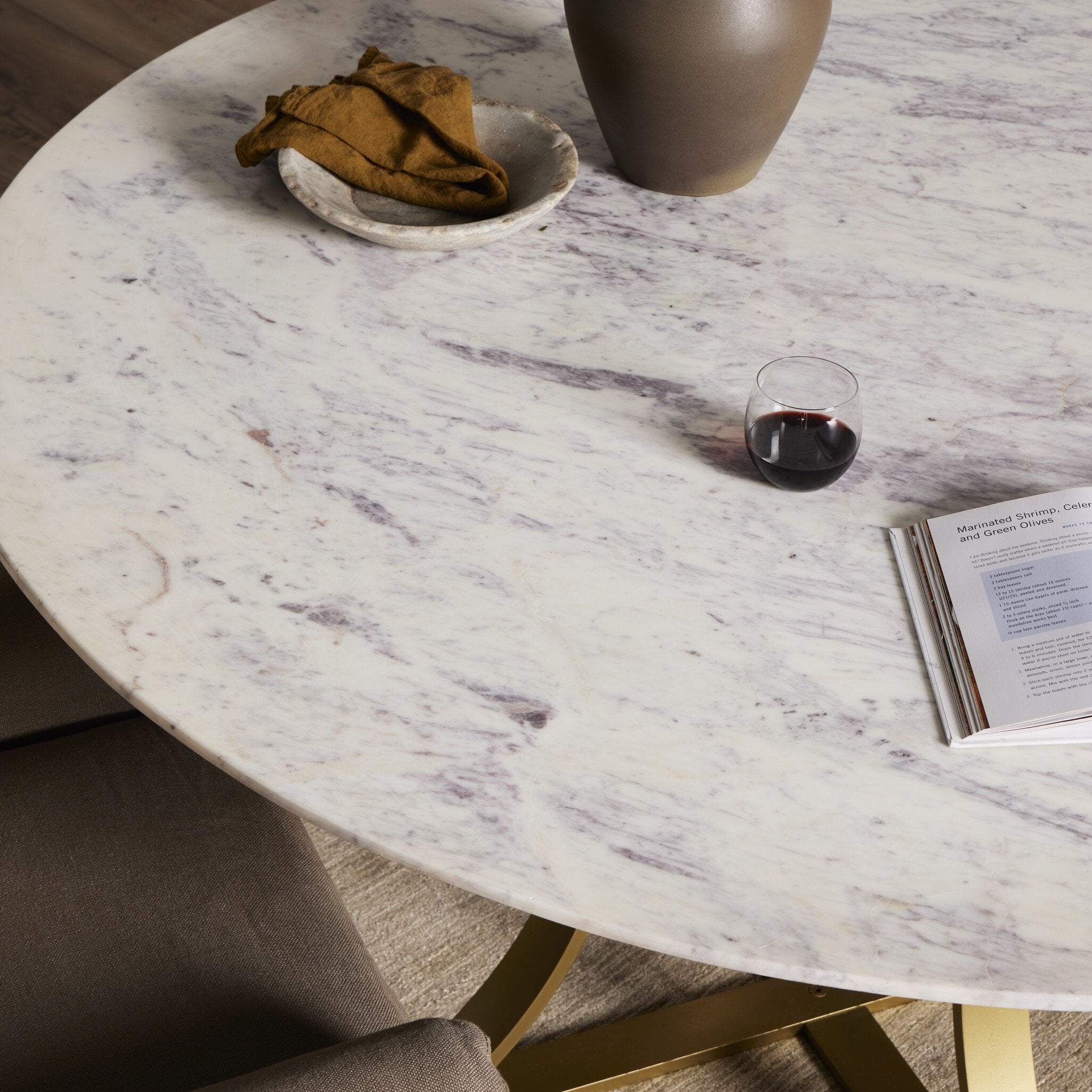 Gage Dining Table - Polished White Marble