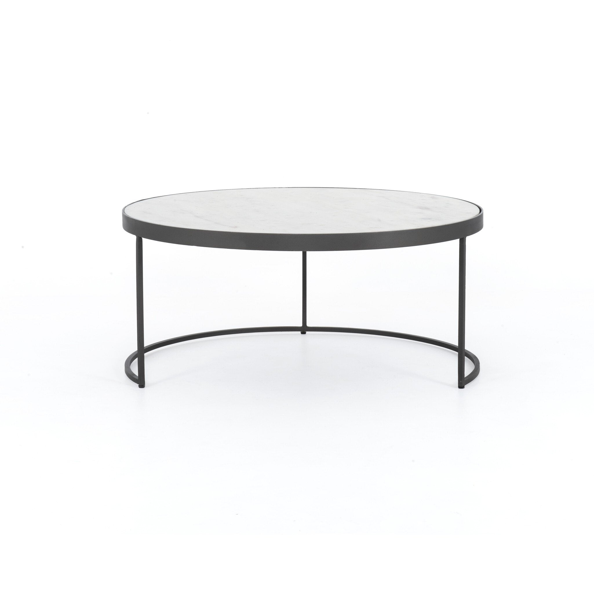 Evelyn Round Nesting Coffee Table - Polished White Marble