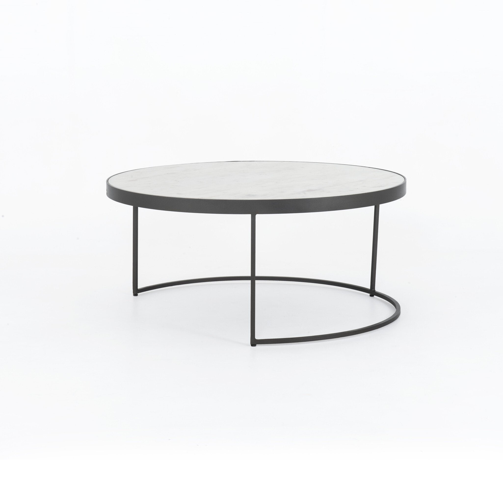 Evelyn Round Nesting Coffee Table - Polished White Marble