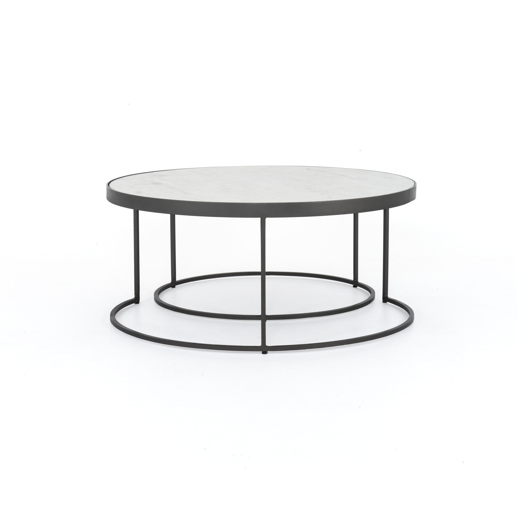 Evelyn Round Nesting Coffee Table - Polished White Marble