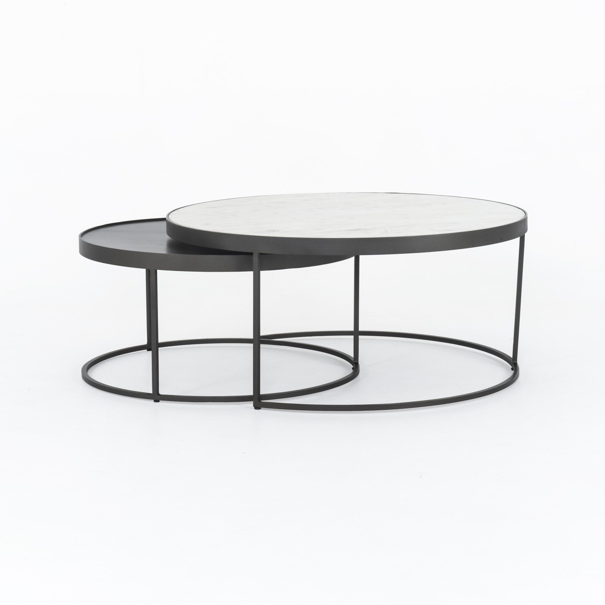 Evelyn Round Nesting Coffee Table - Polished White Marble