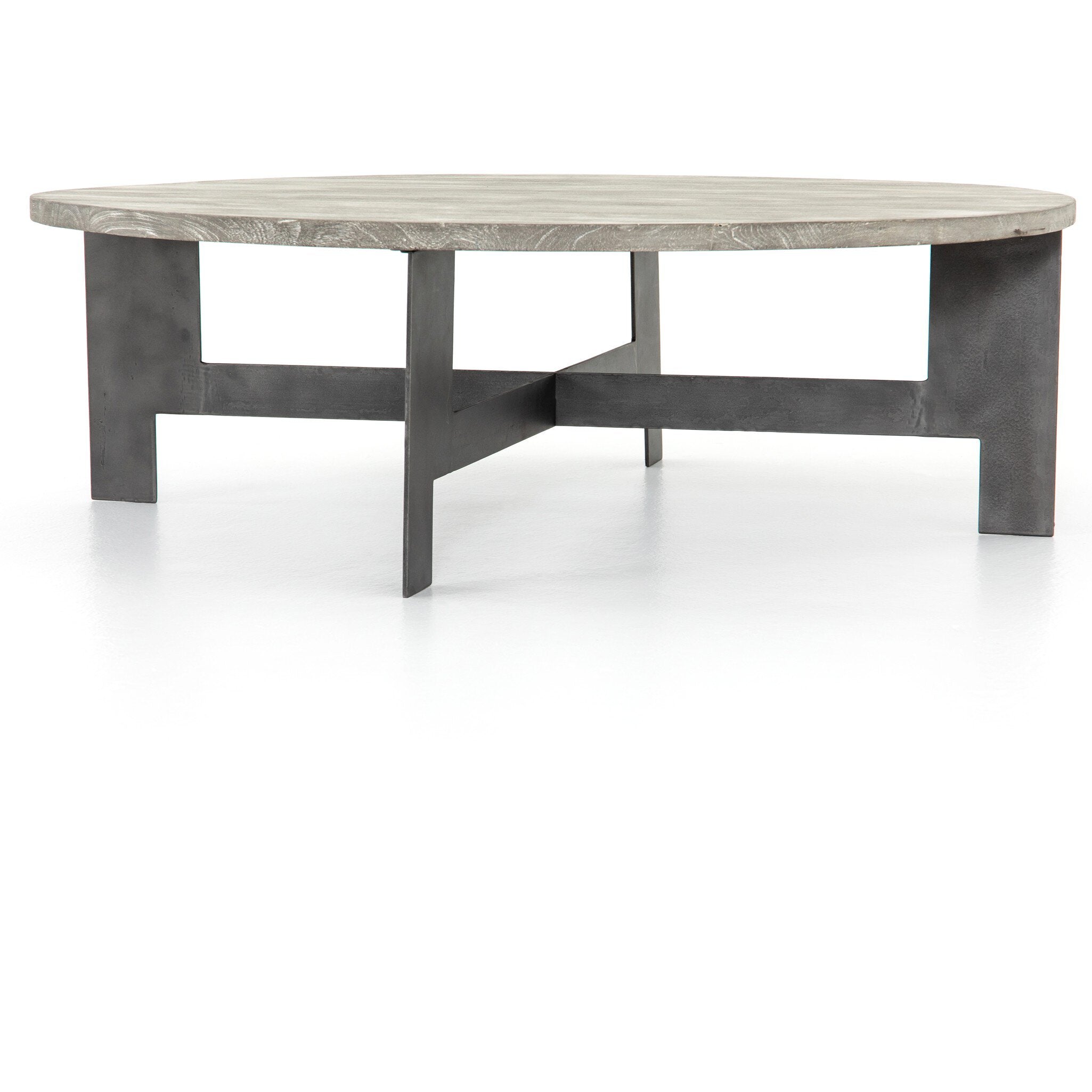 Round Coffee Table With Iron - Charcoal