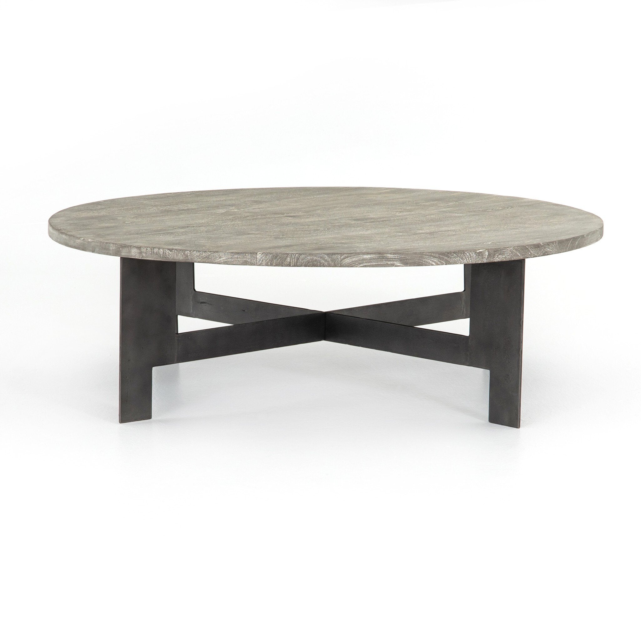 Round Coffee Table With Iron - Charcoal