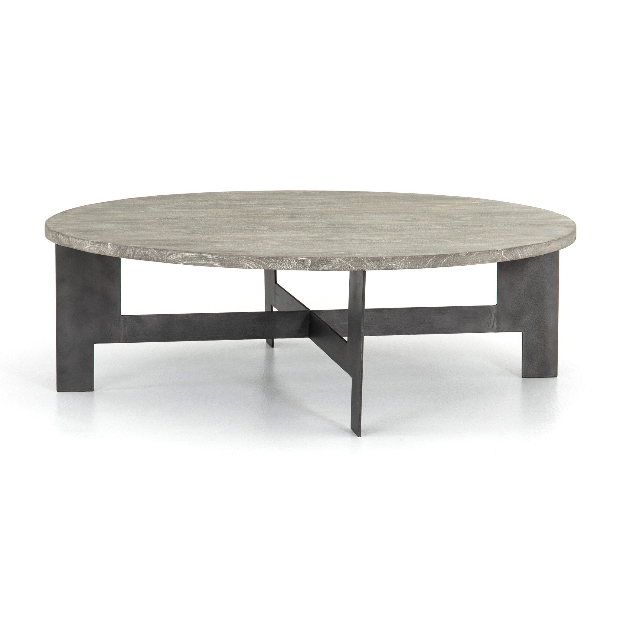 Round Coffee Table With Iron - Charcoal