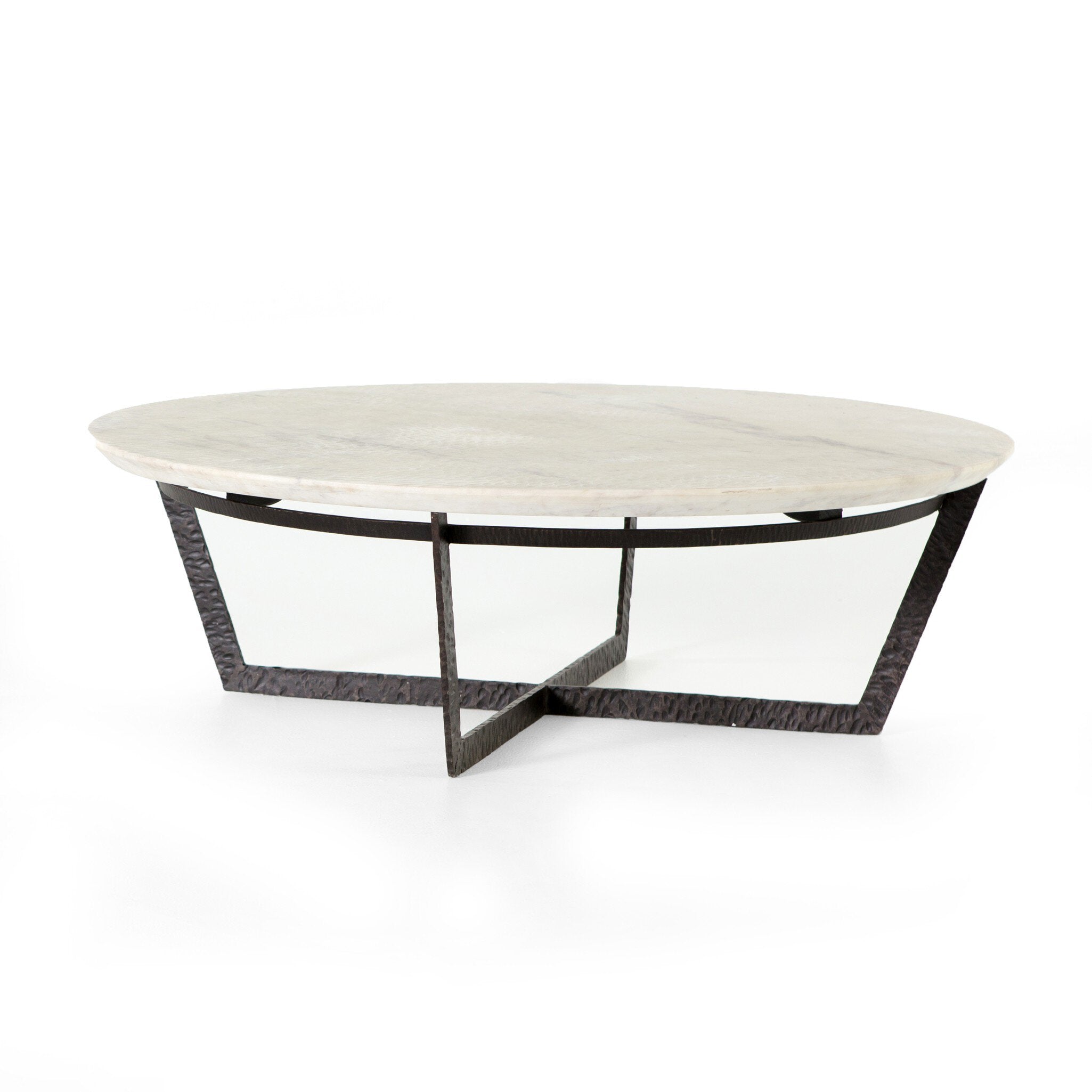 Felix Round Coffee Table - Sandblasted White Marble