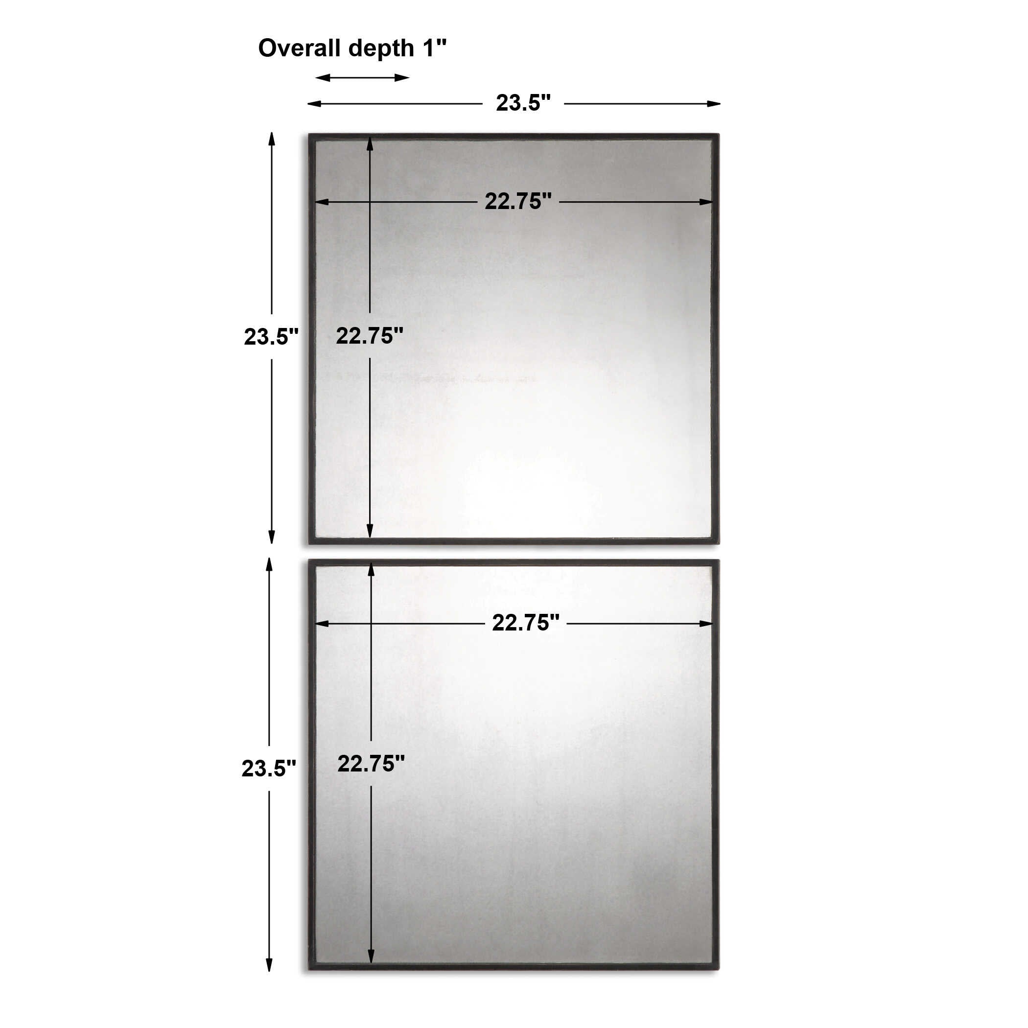 Matty Antiqued Square Mirrors Set/2