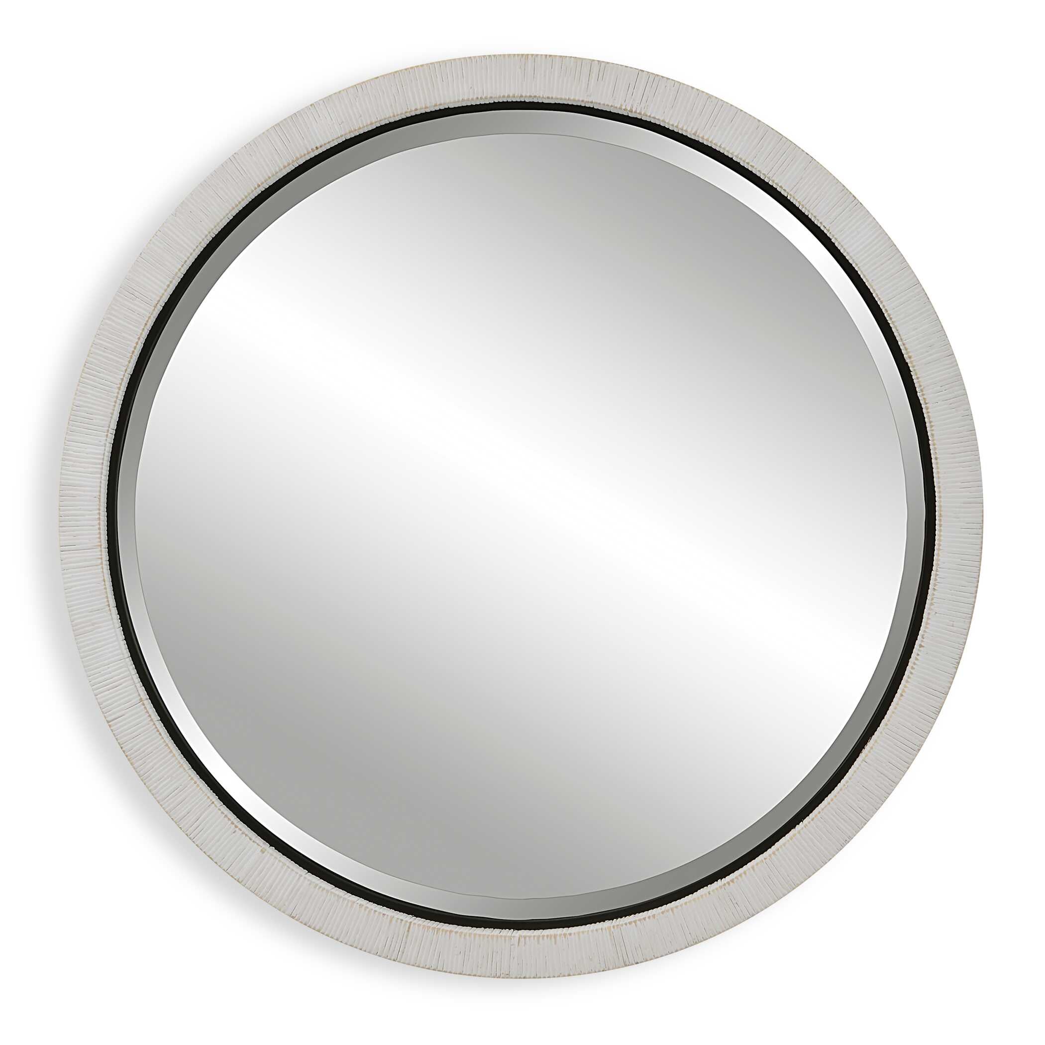 Granada Whitewash Round Mirror