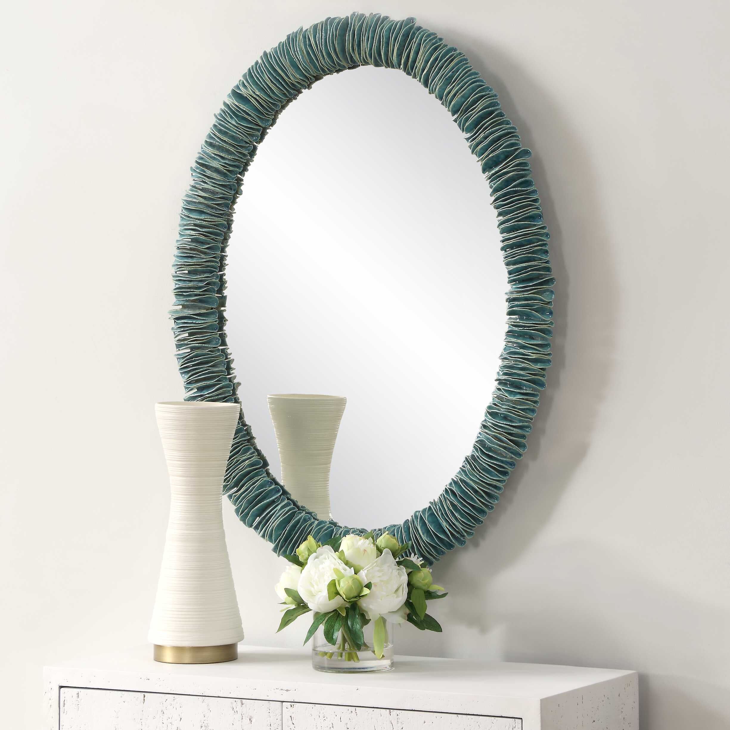 Bonaire Teal Oval Mirror