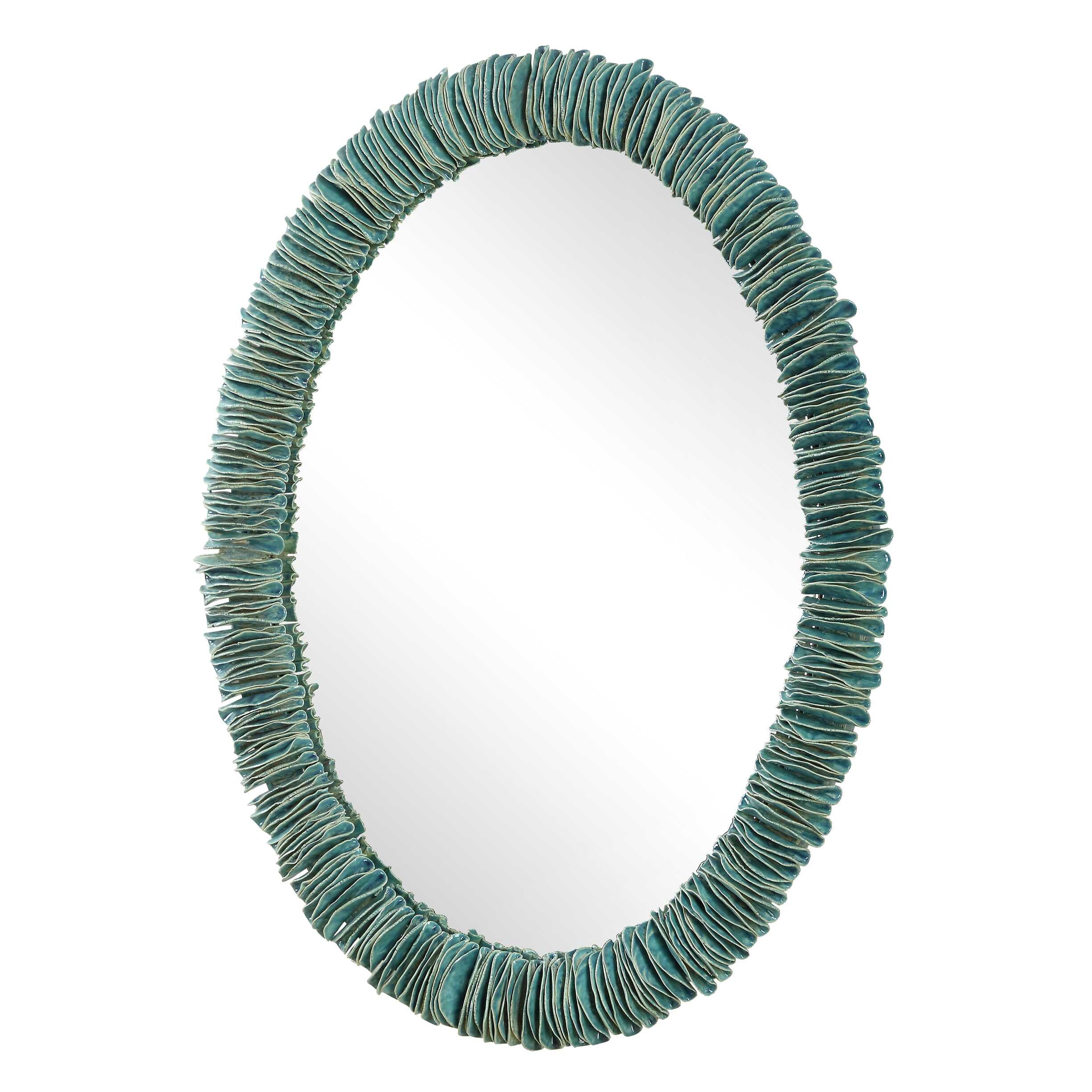 Bonaire Teal Oval Mirror