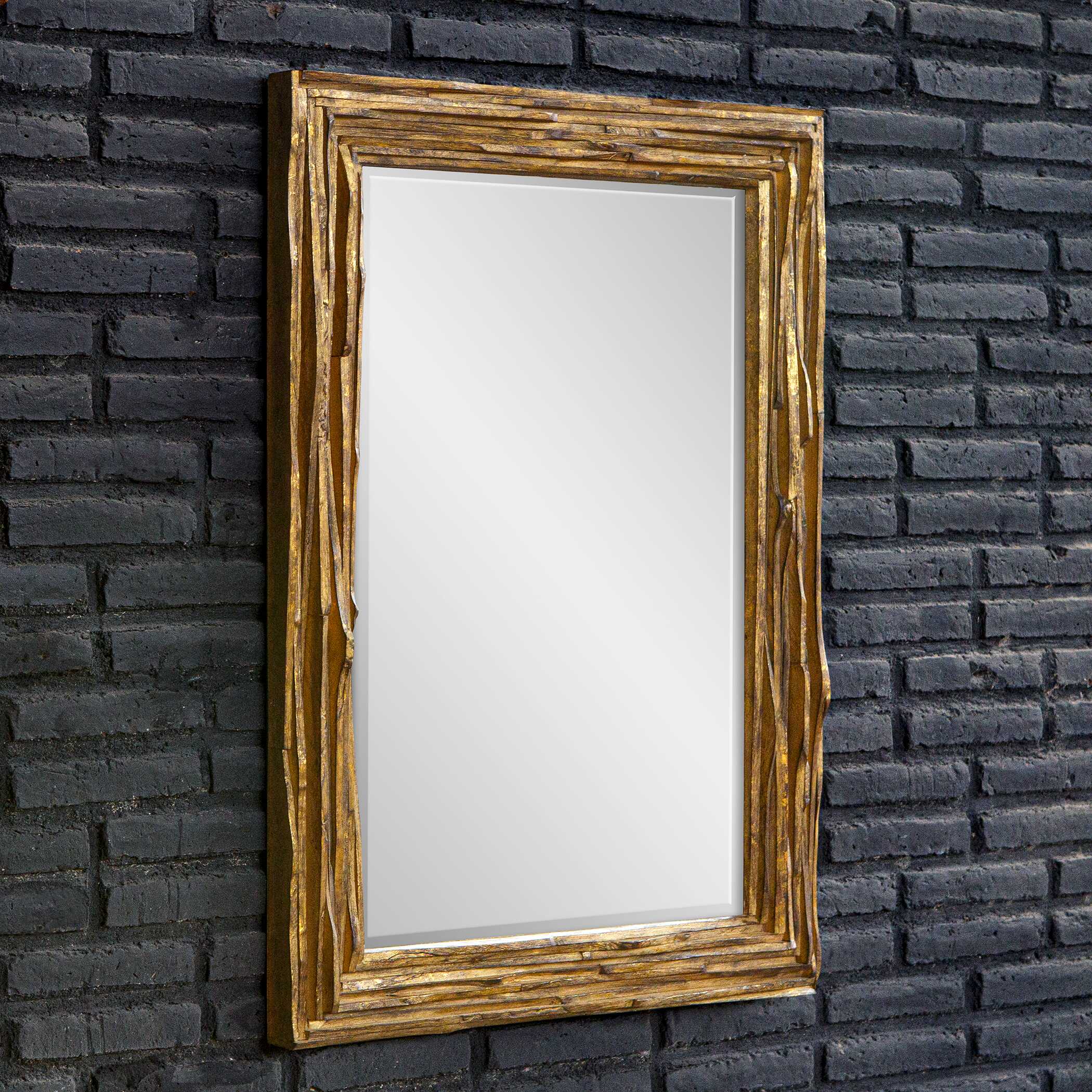 Overlap Teak Wood Mirror