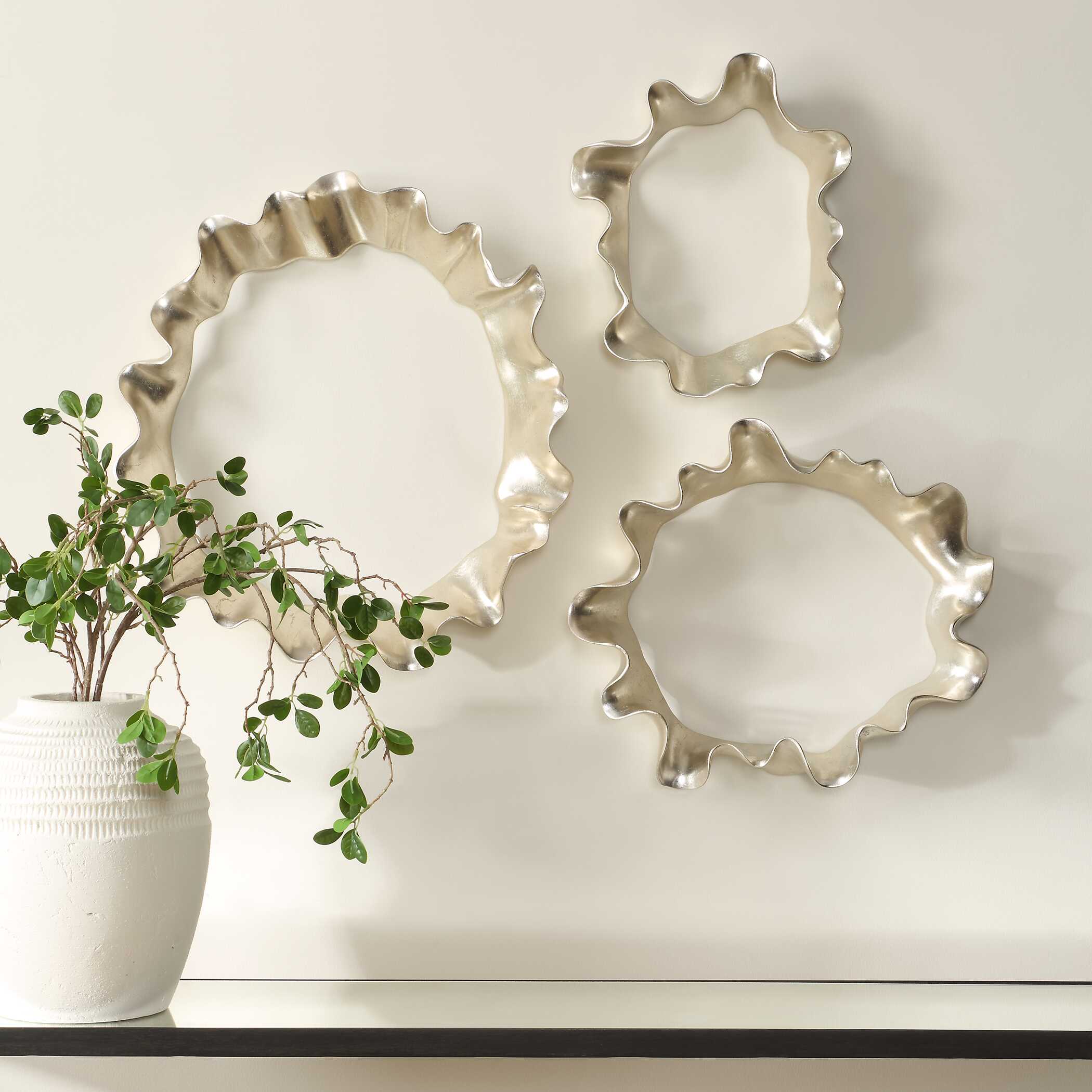 Ripple Effect Silver Wall Art Set/3