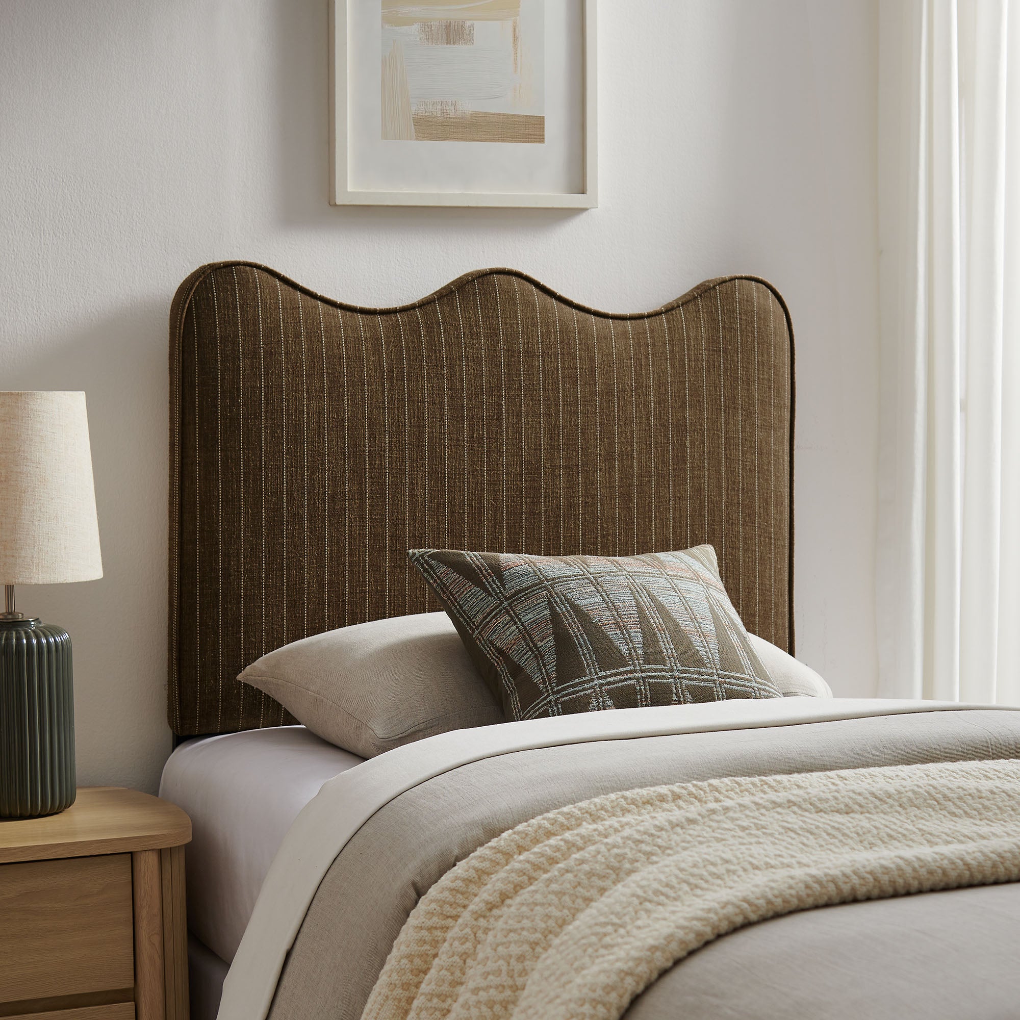 Athena Striped Fabric Upholstered Headboard