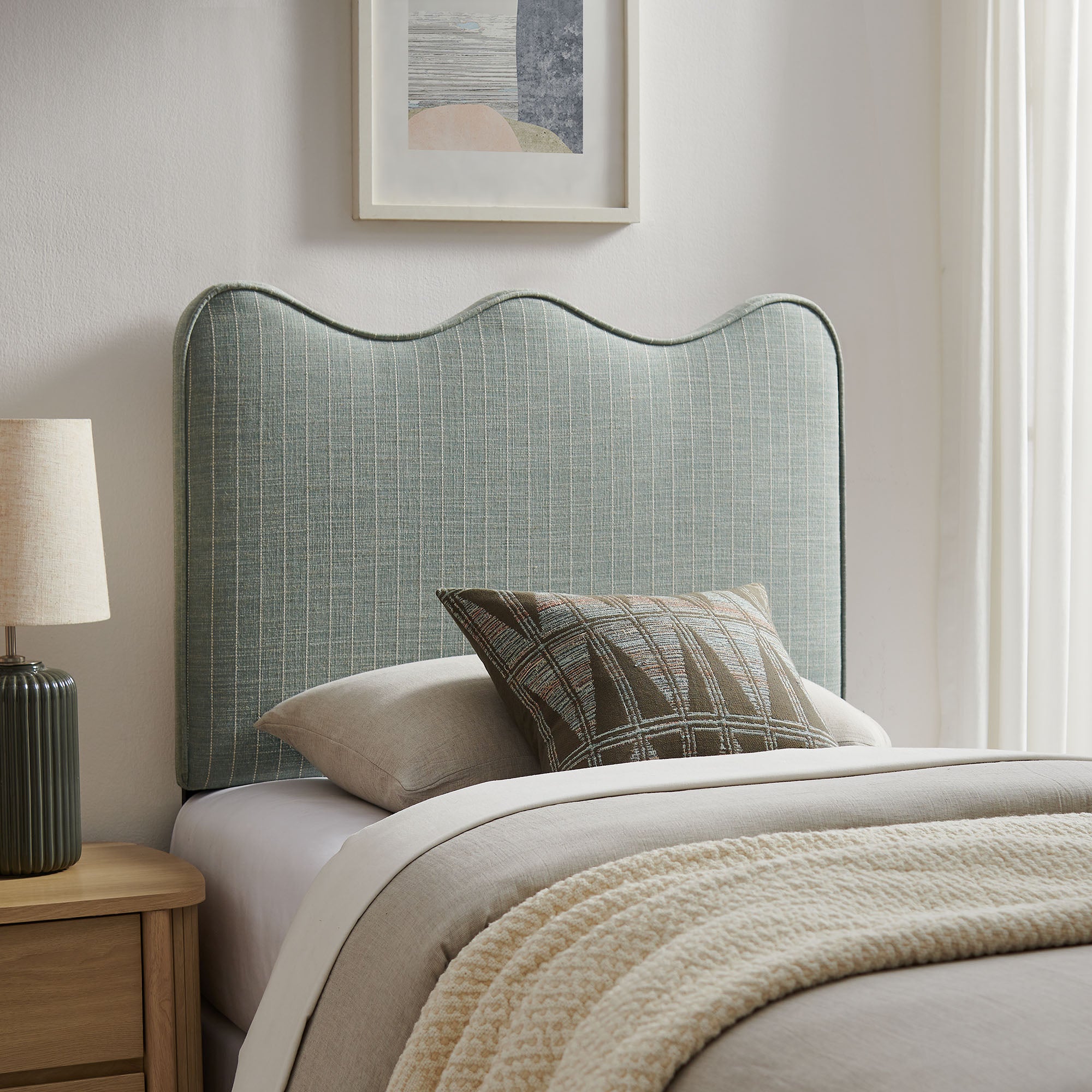 Athena Striped Fabric Upholstered Headboard