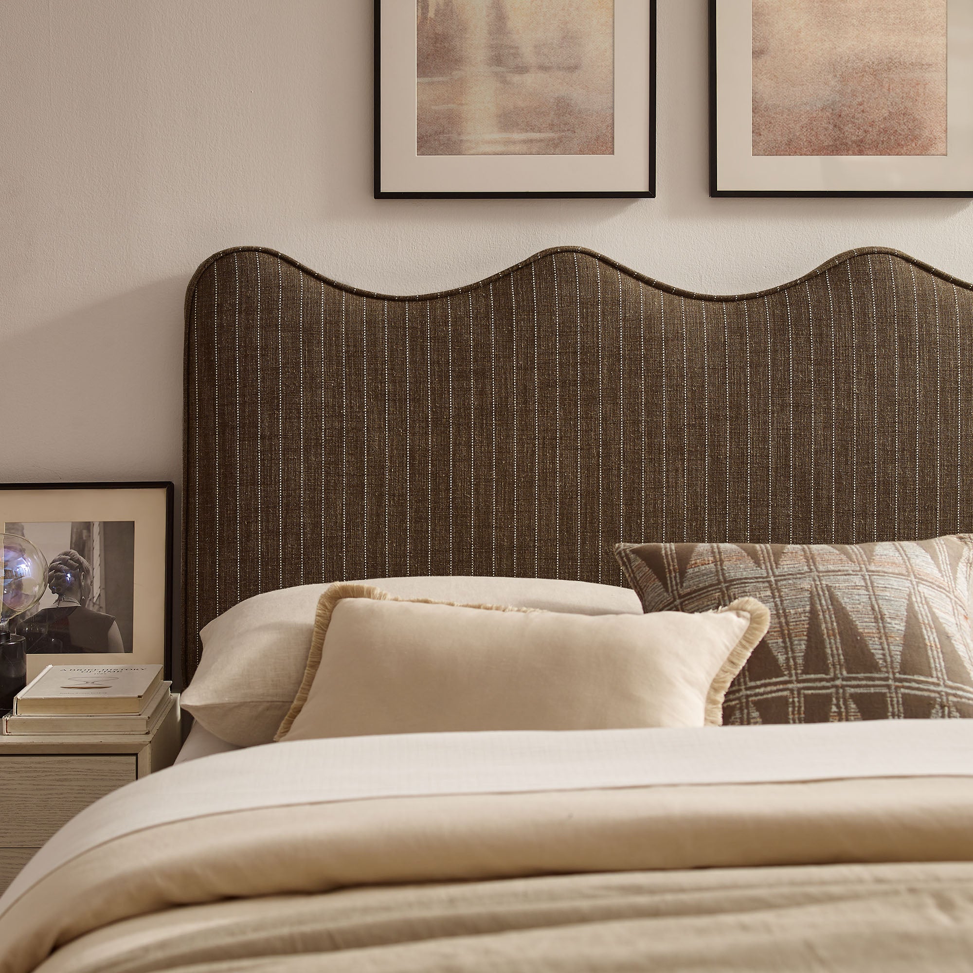 Athena Striped Fabric Upholstered Headboard