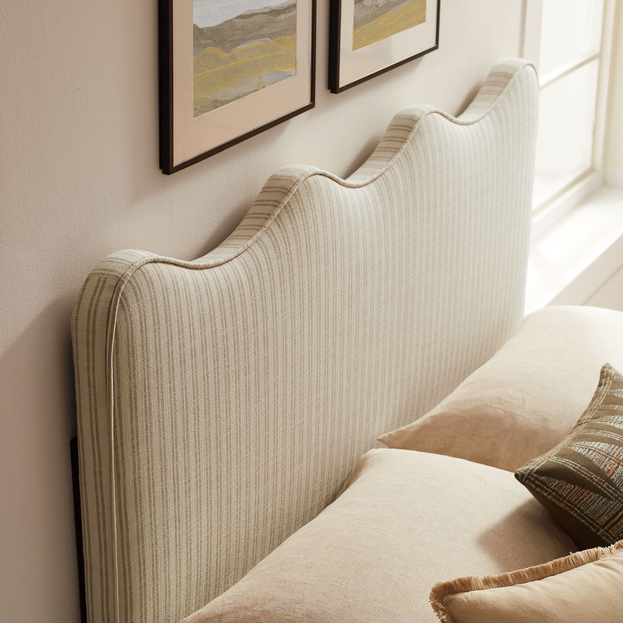 Athena Striped Fabric Upholstered Headboard