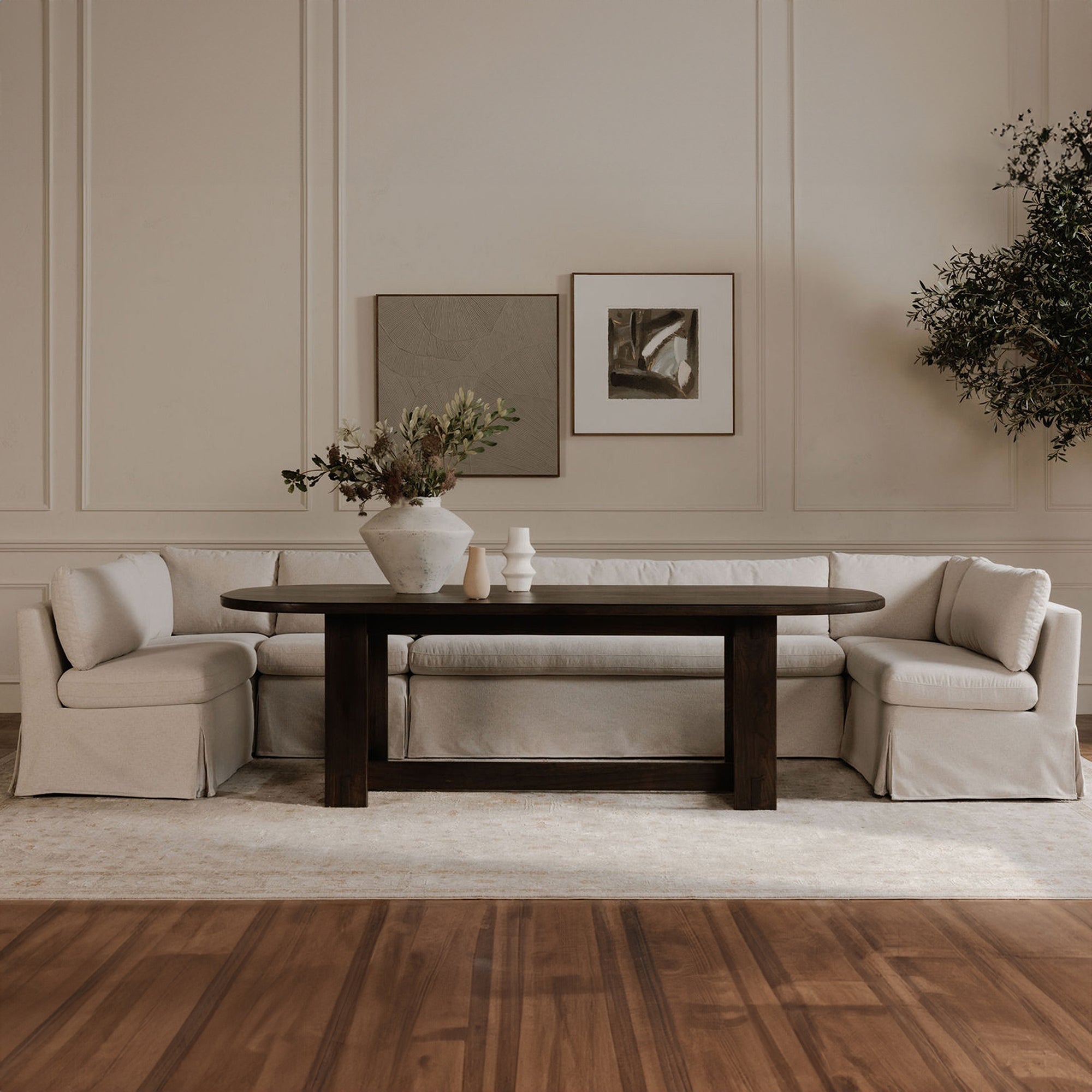Fable Slipcover Dining Banquette U-Shape 168 in.