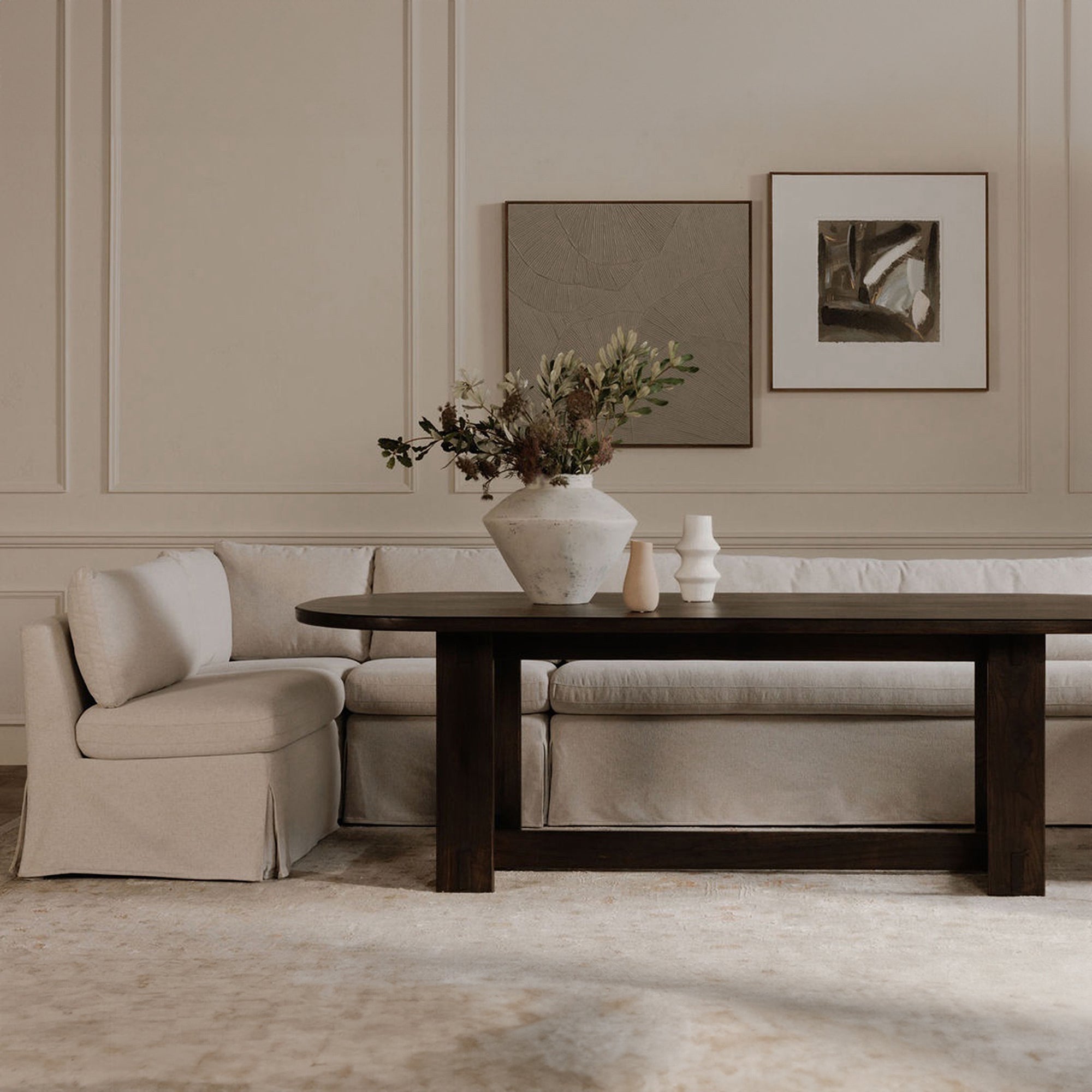 Fable Slipcover Dining Banquette L-Shape 96 in.