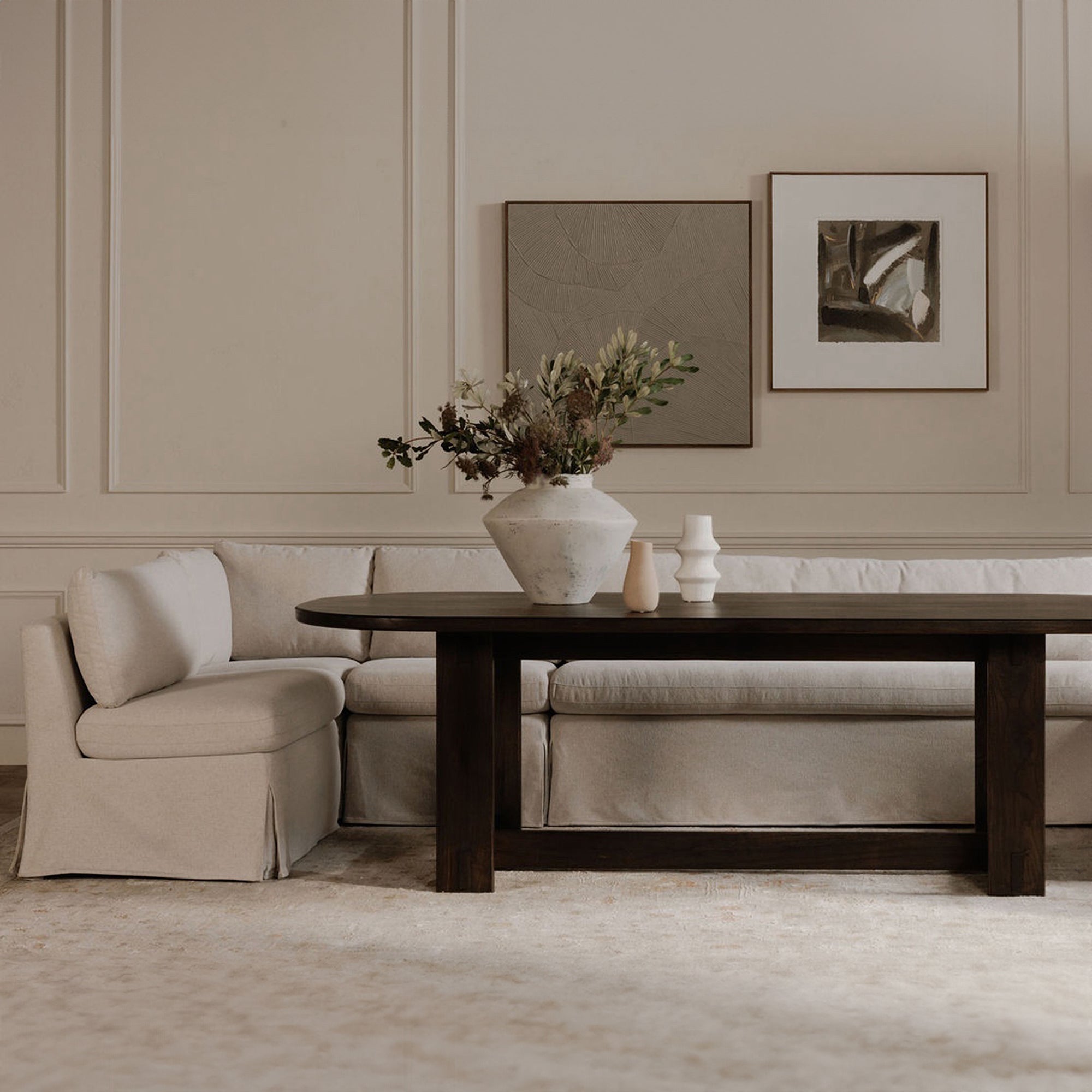 Fable Slipcover Dining Banquette L-Shape 125.5 in.