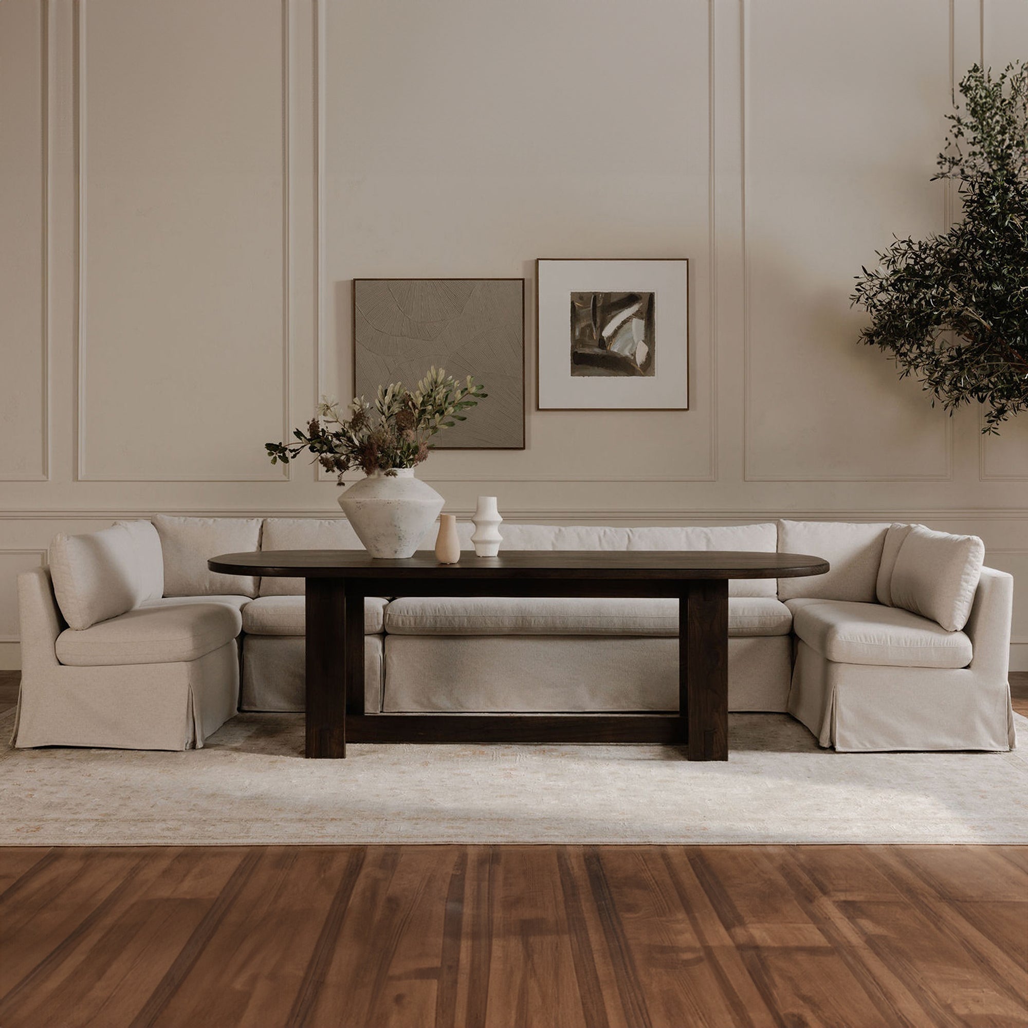 Fable Slipcover Dining Banquette U-Shape 121 in.