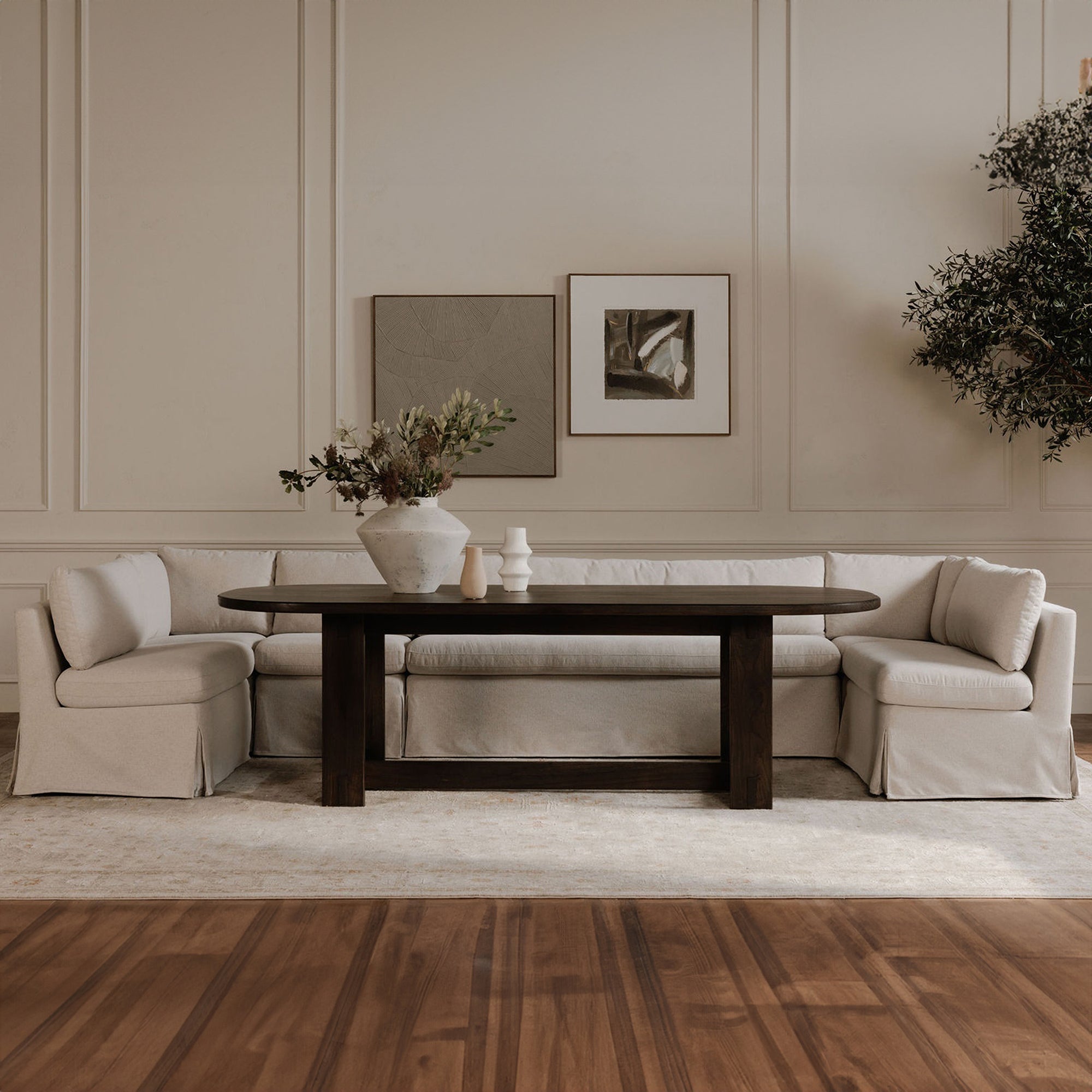 Fable Slipcover Dining Banquette U-Shape 129 in.