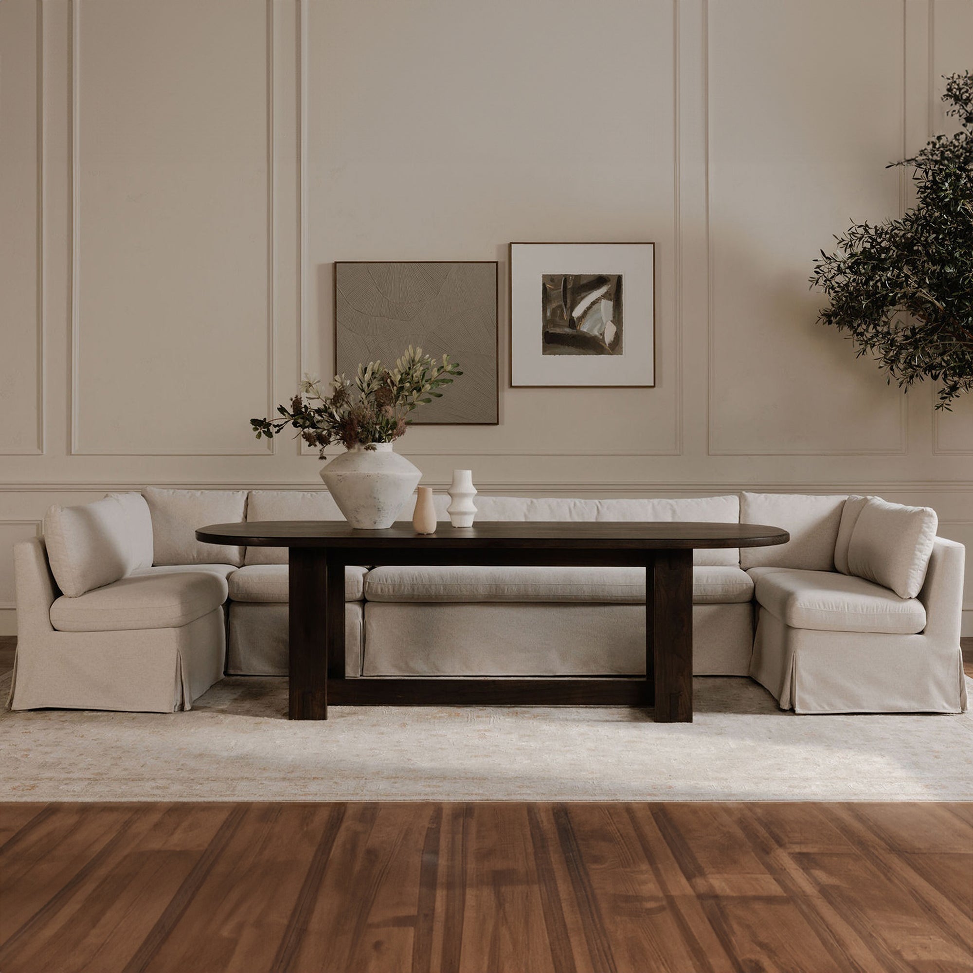 Fable Slipcover Dining Banquette U-Shape 154 in.