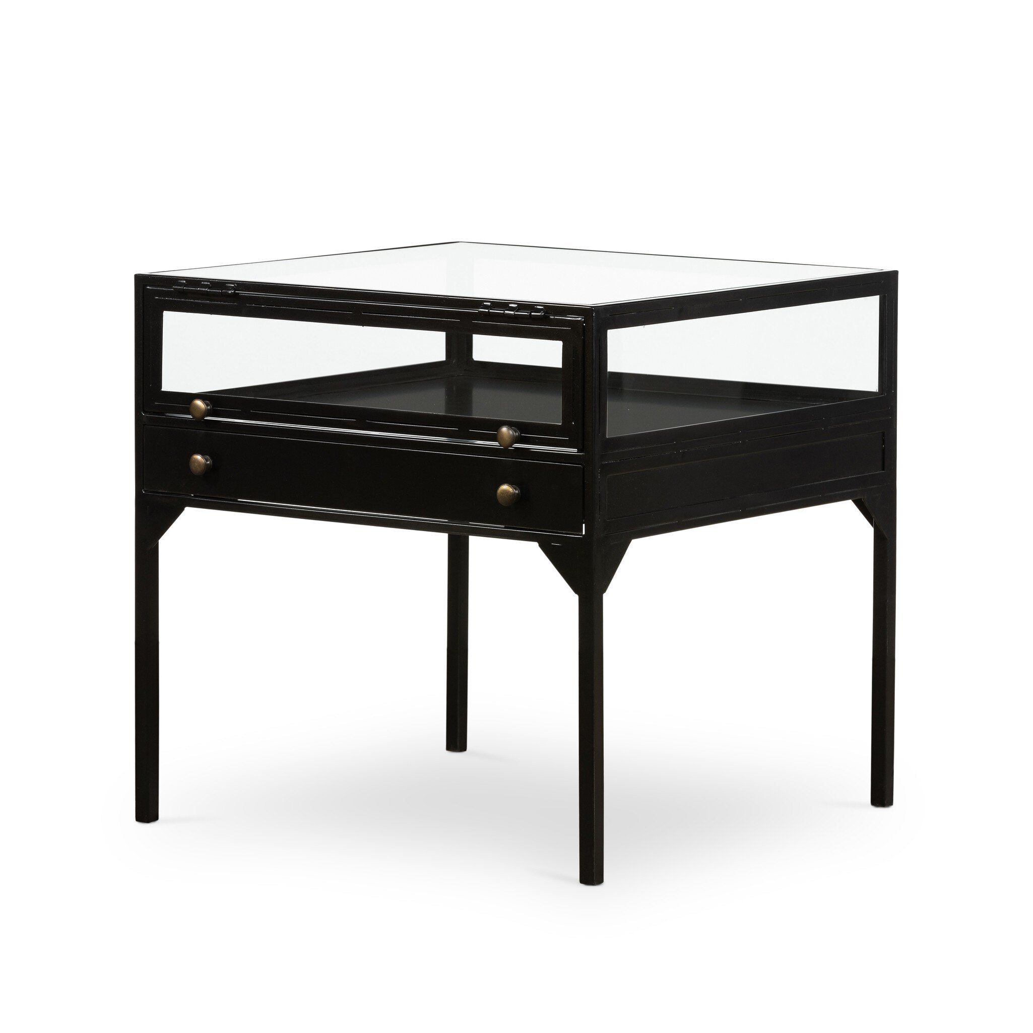 Shadow Box End Table - Tempered Glass