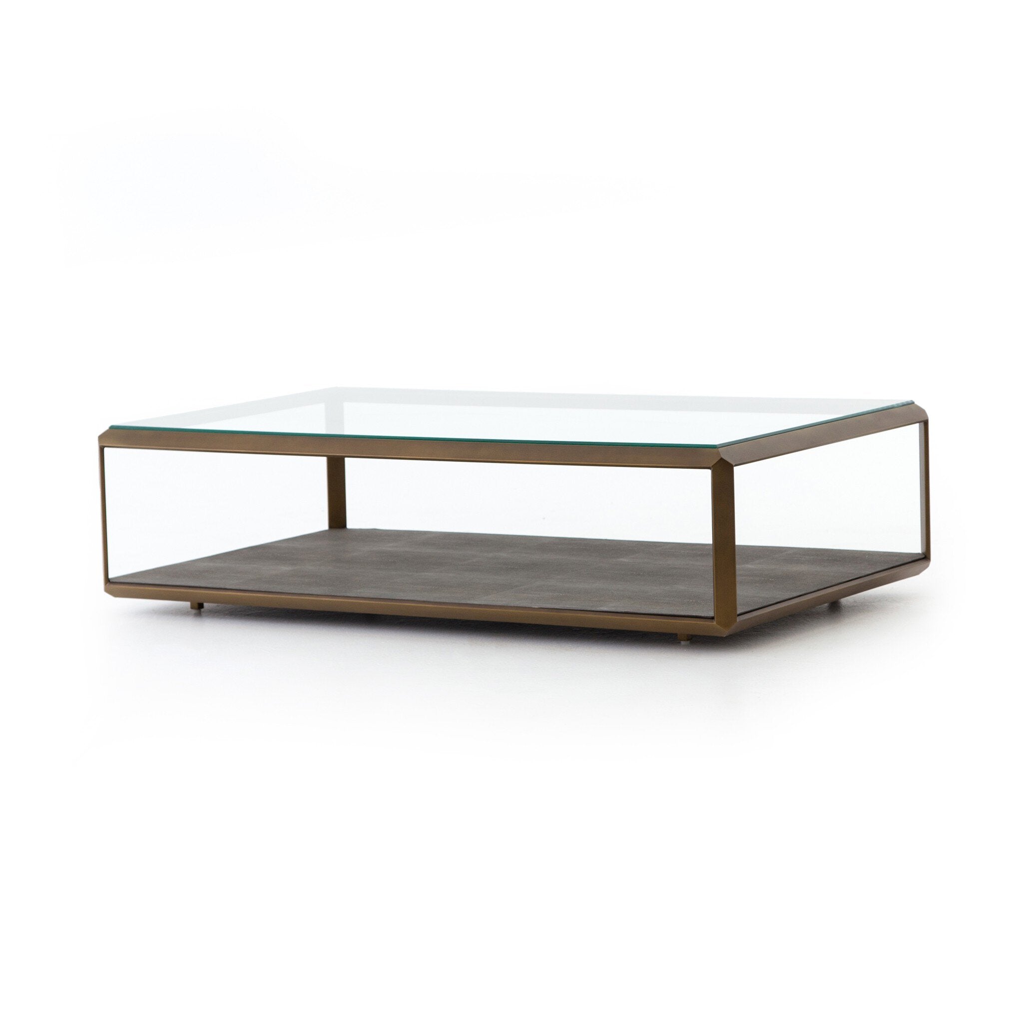 Shagreen Shadow Box Coffee Table - Tempered Glass