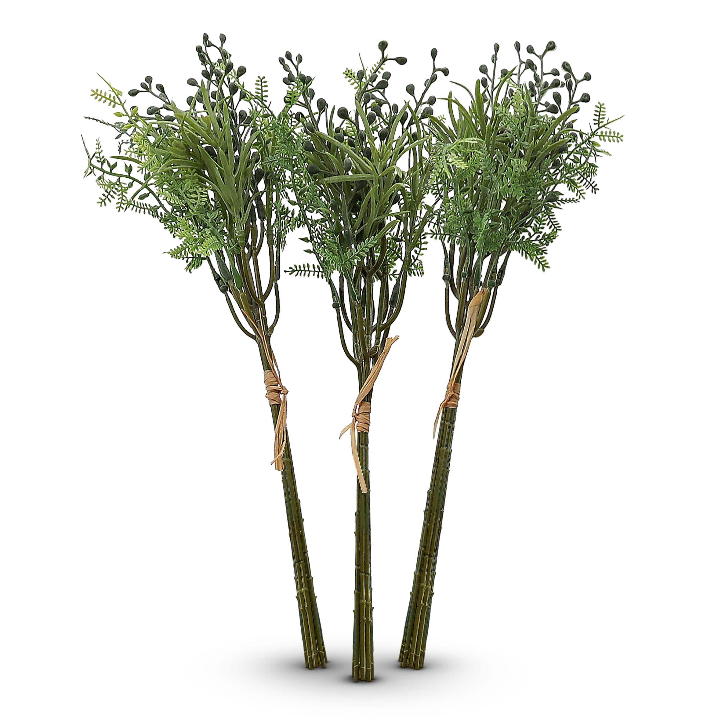 13" Vintage Sage Green Ferns (Set of 3)