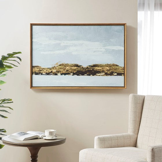 Foggy Morning Abstract Landscape Framed Canvas Wall Art