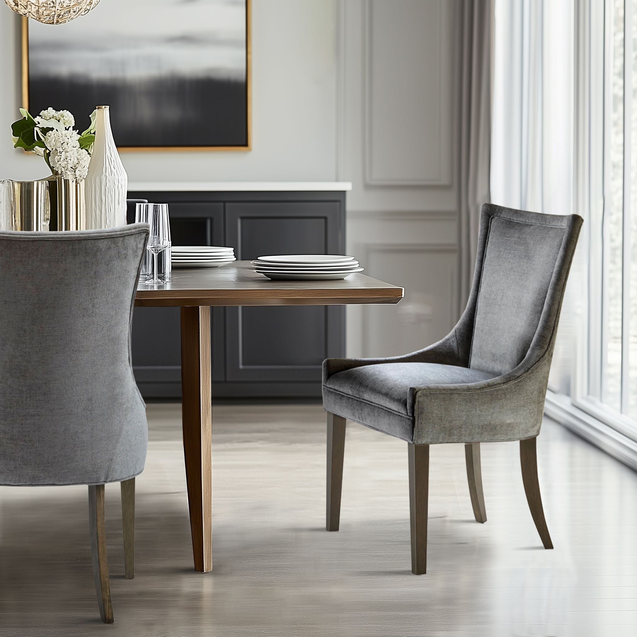 Ultra Ultra Upholstered Dining Side Chairs with wood legs (Set of 2)
