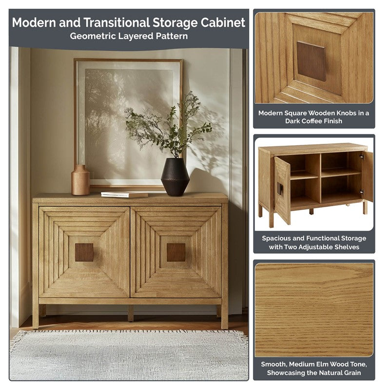 Paige Geometric 2-Door Storage Cabinet with Adjustable Shelves