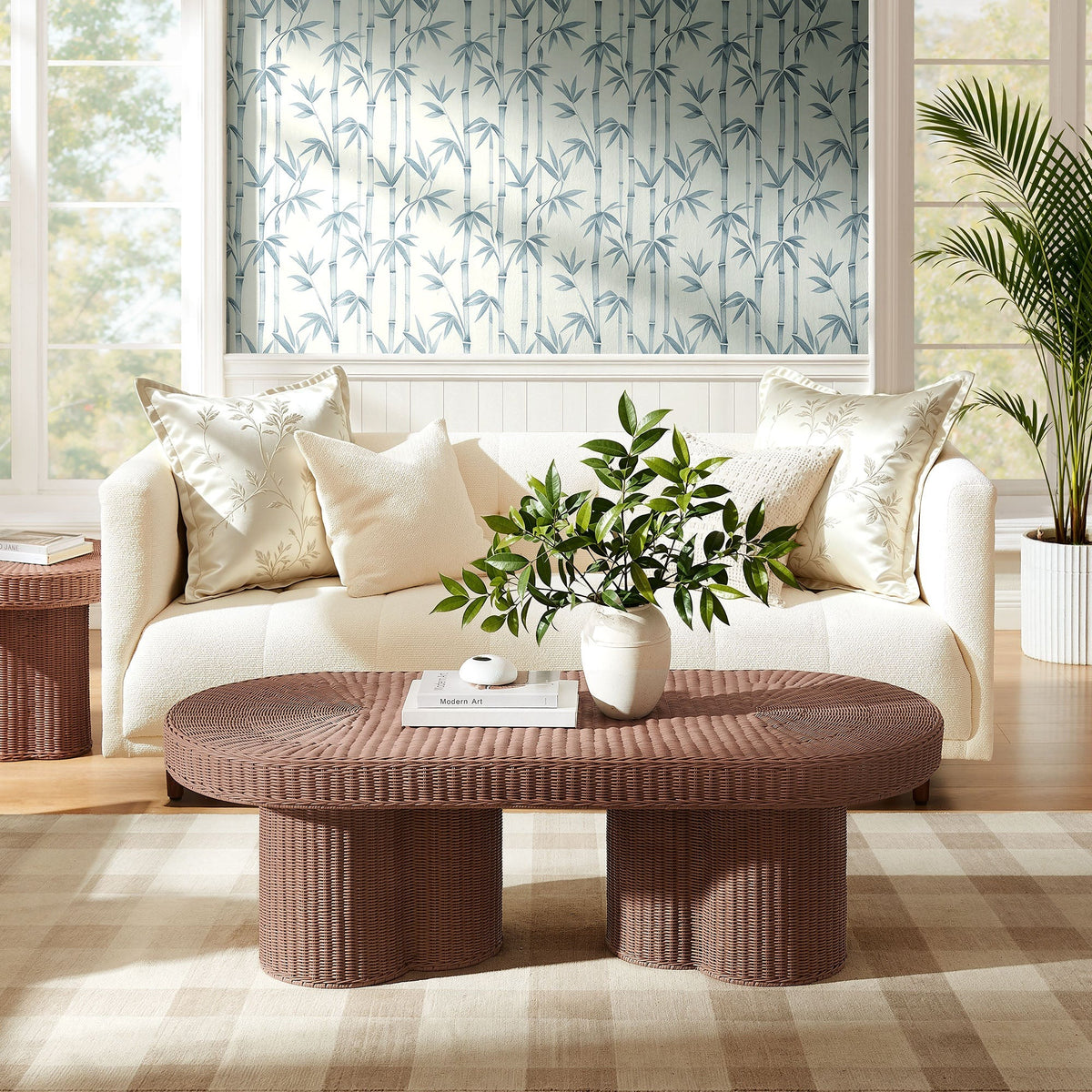 Sarova Natural Rattan Oval Pedestal Coffee Table