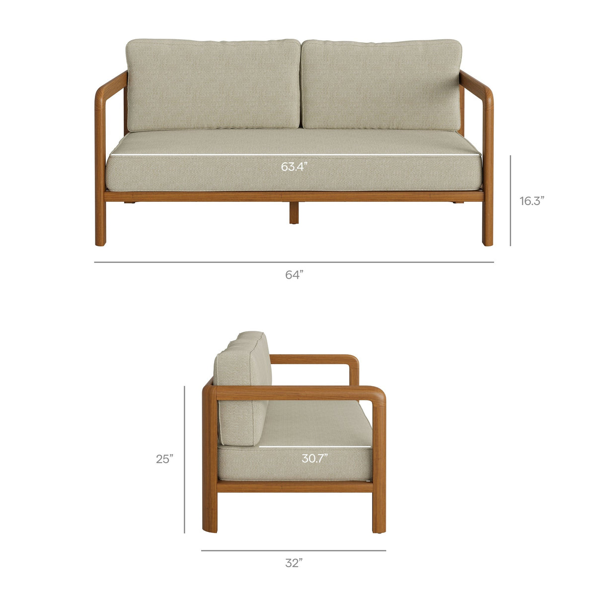 Kona Outdoor Teak Wood Loveseat