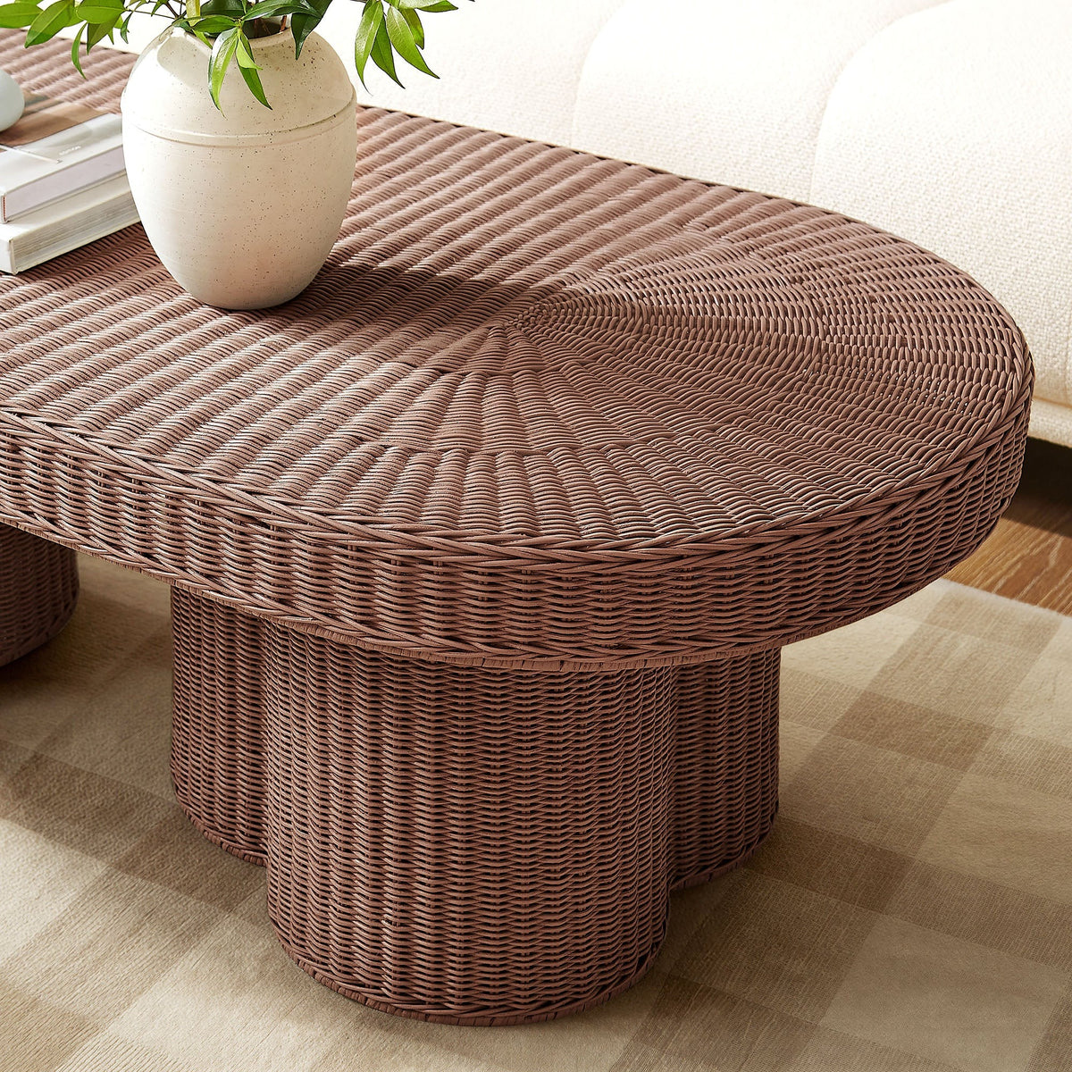 Sarova Natural Rattan Oval Pedestal Coffee Table