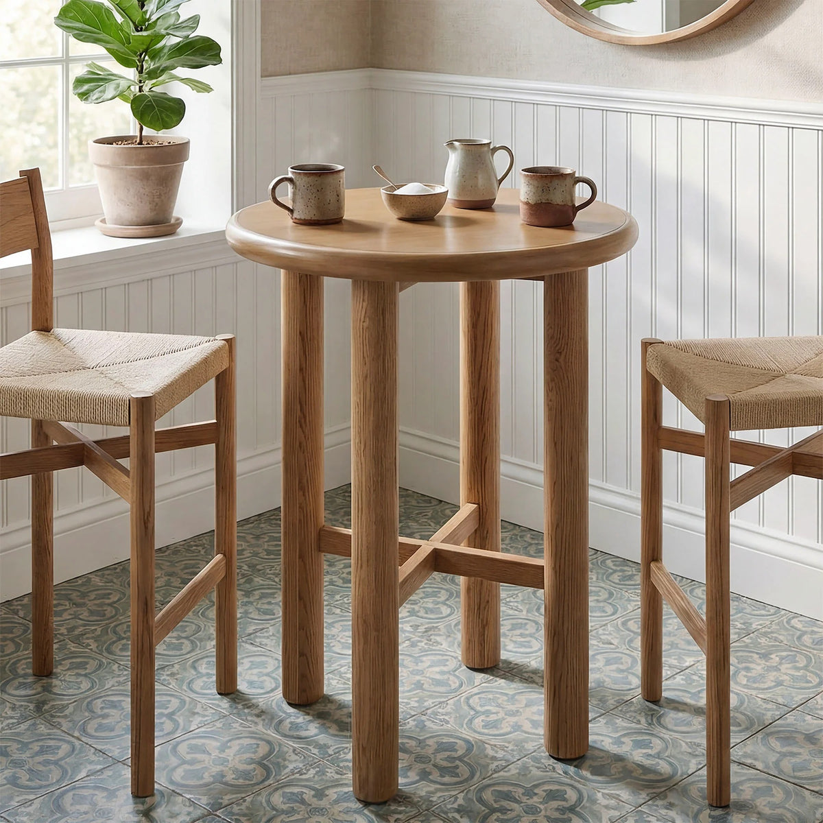 Alvia Oak Wood Bar Table