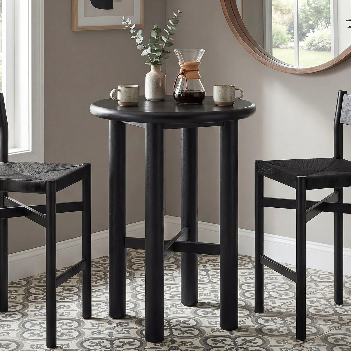 Alvia Oak Wood Bar Table
