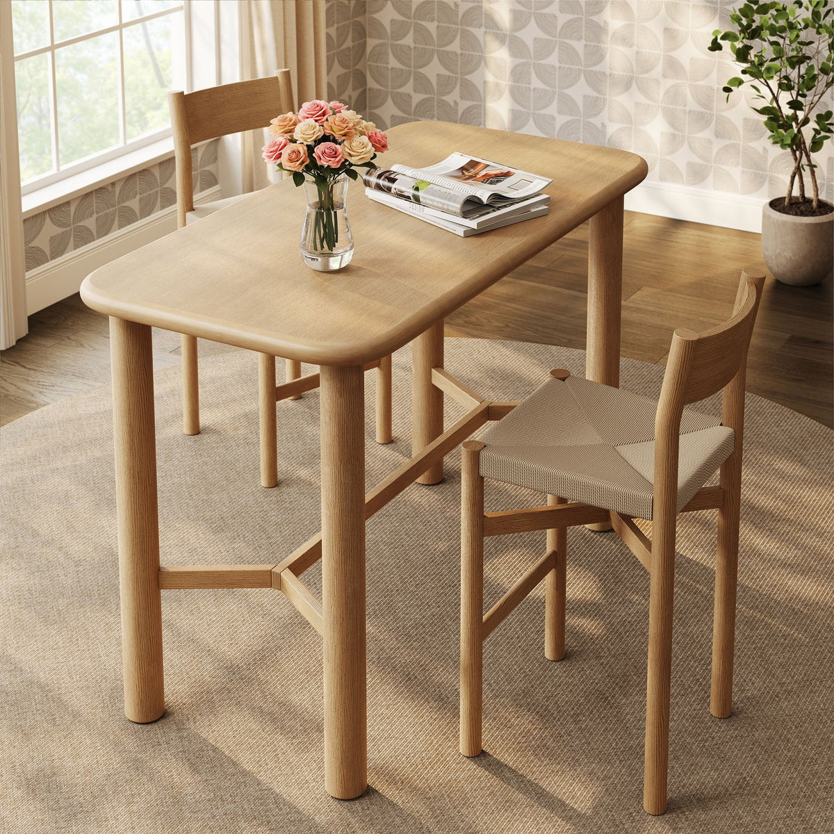 Alvia Oak Wood Bar Table