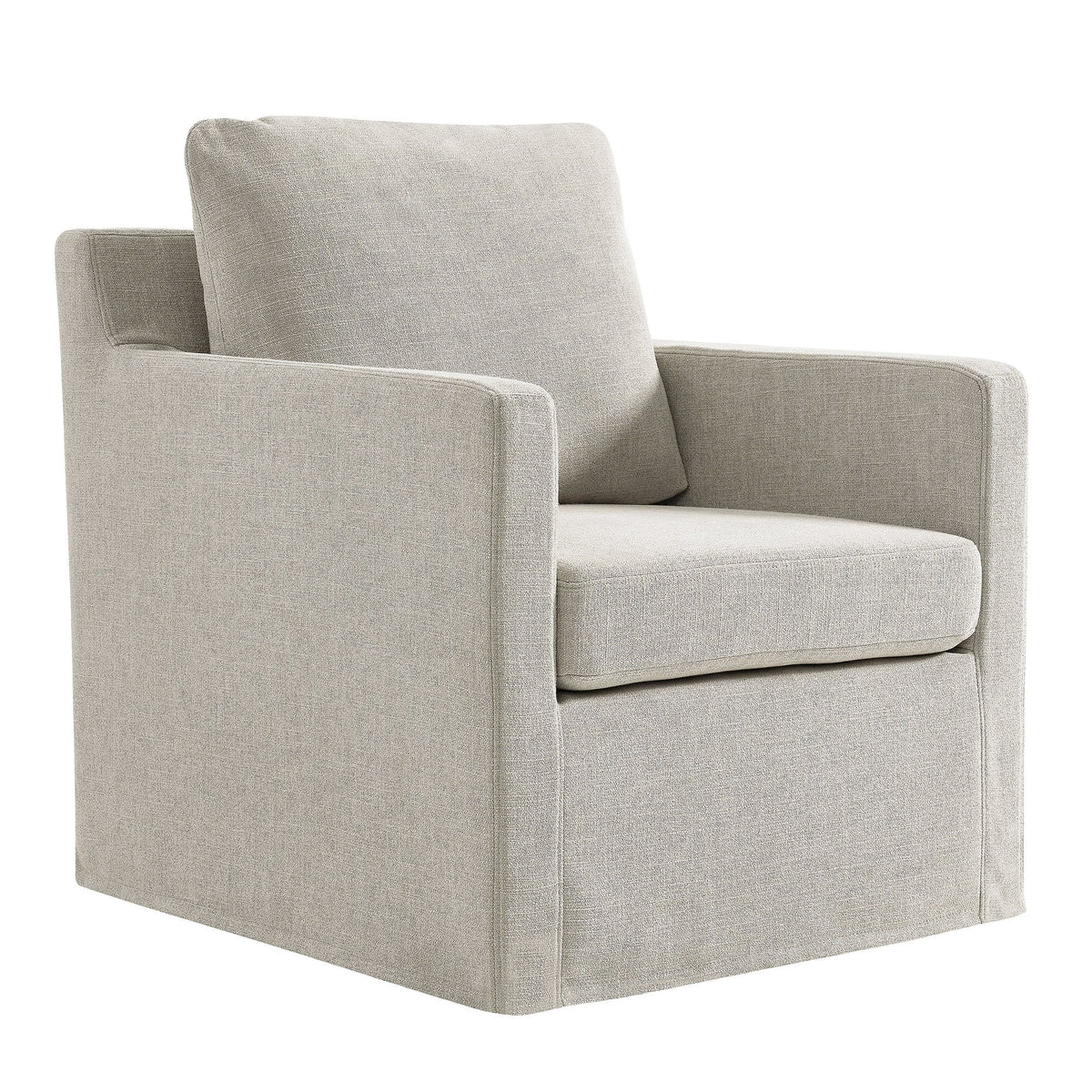 Serene Fabric Slipcovered Swivel Armchair