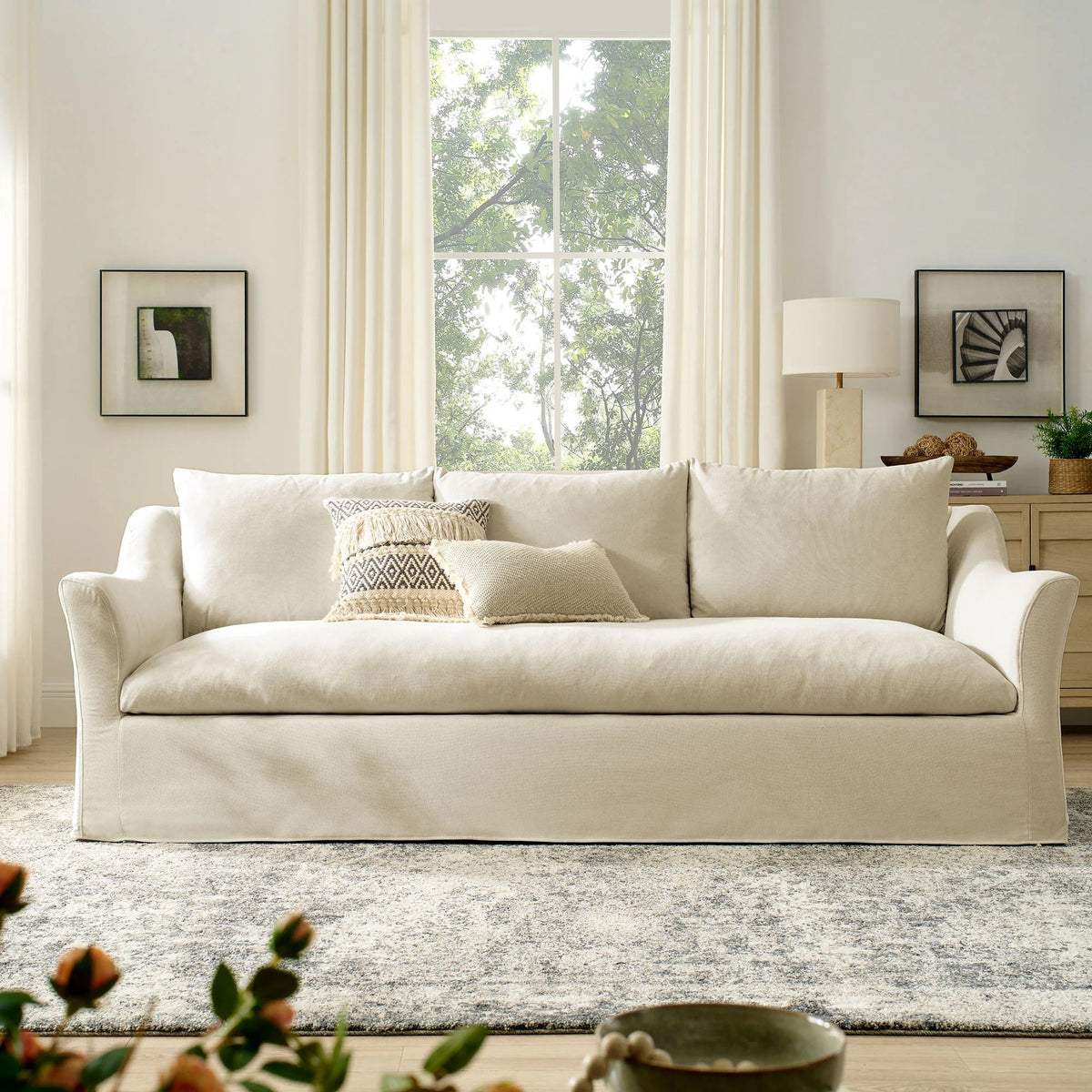 Somerset Slipcovered Linen Blend Sofa