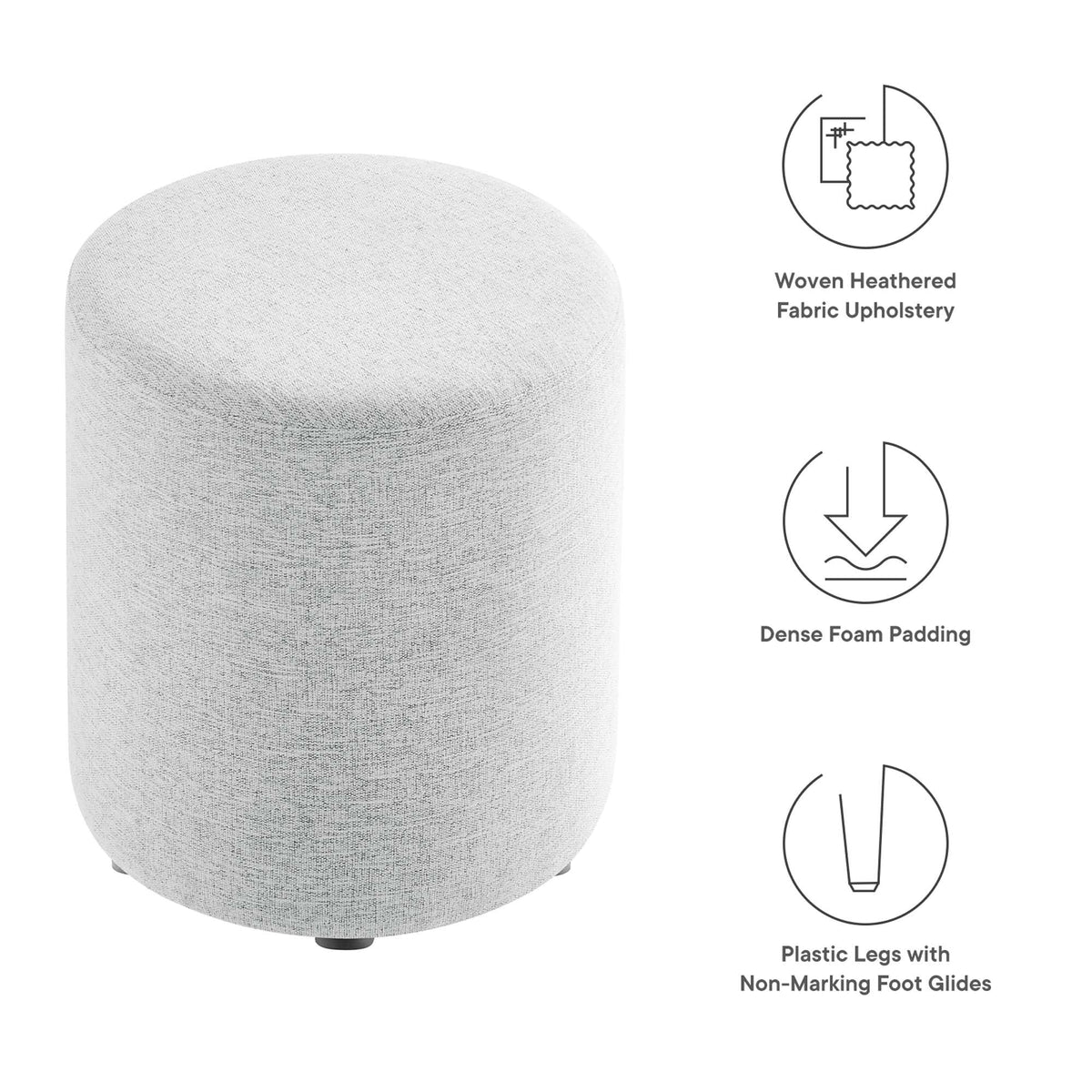 Callum Woven Heathered Fabric Upholstered Ottoman