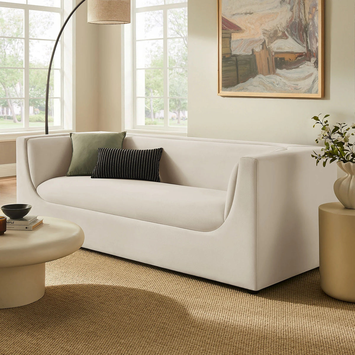 Hilda Curved Back Performance Velvet Sofa