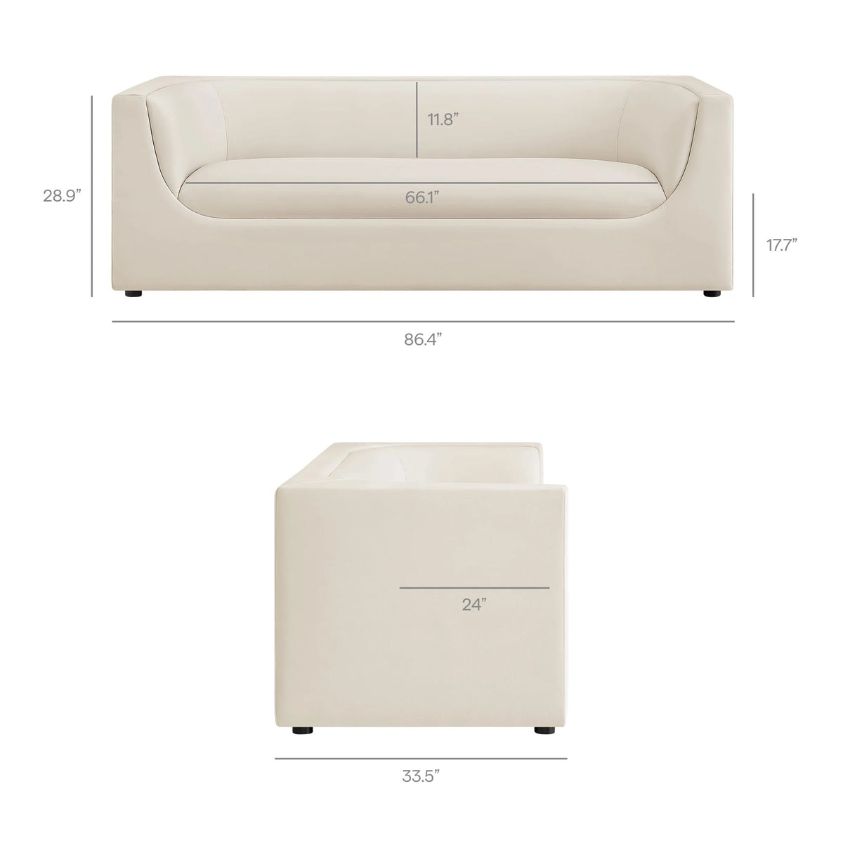 Hilda Curved Back Performance Velvet Sofa